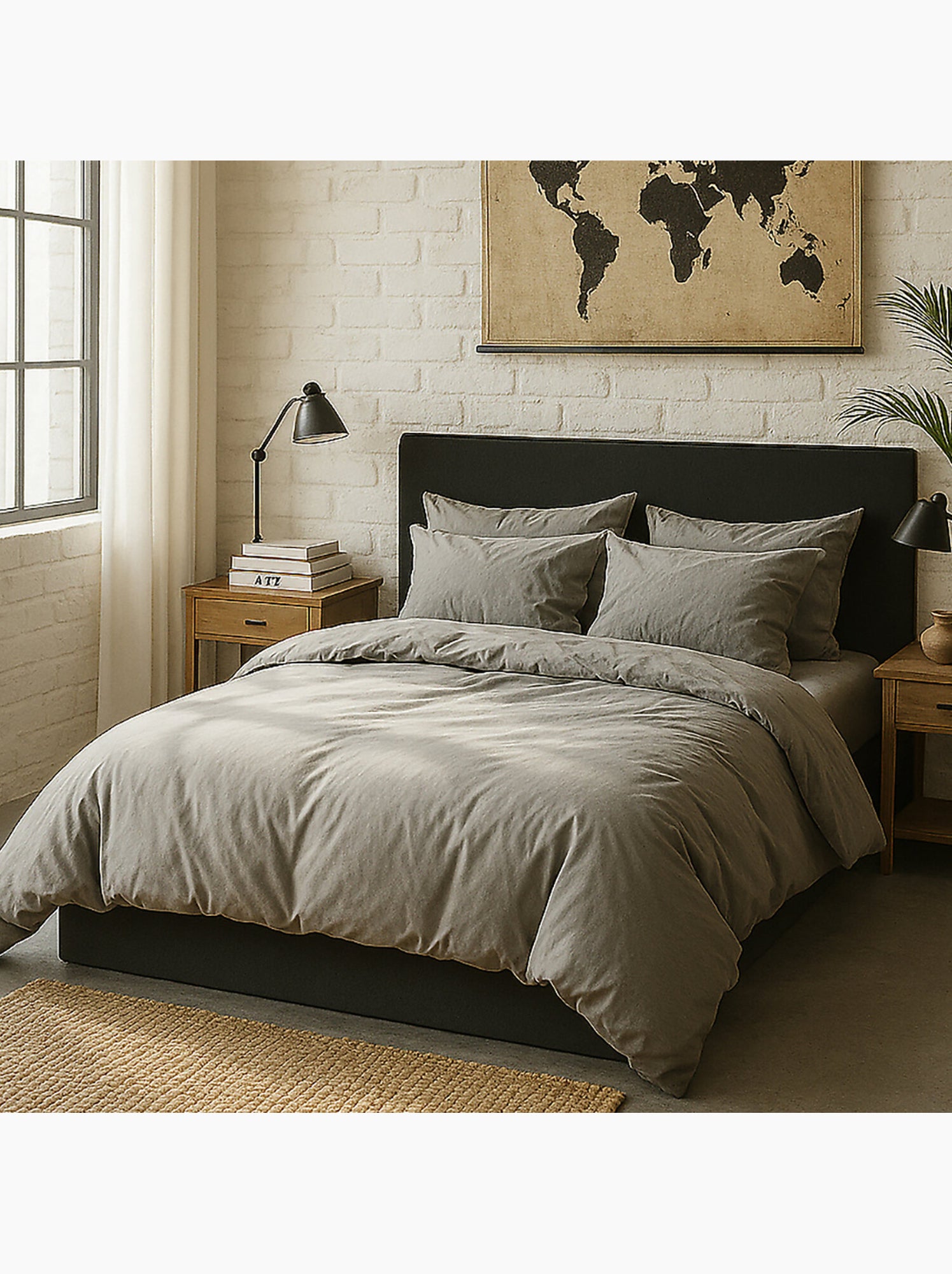 Housse de couette 100 % percale de coton elegance - Gris perle