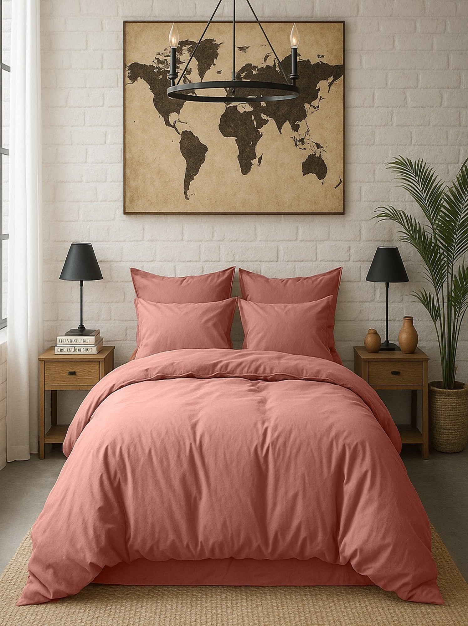 Housse de couette 100 % percale de coton elegance - Rose profond
