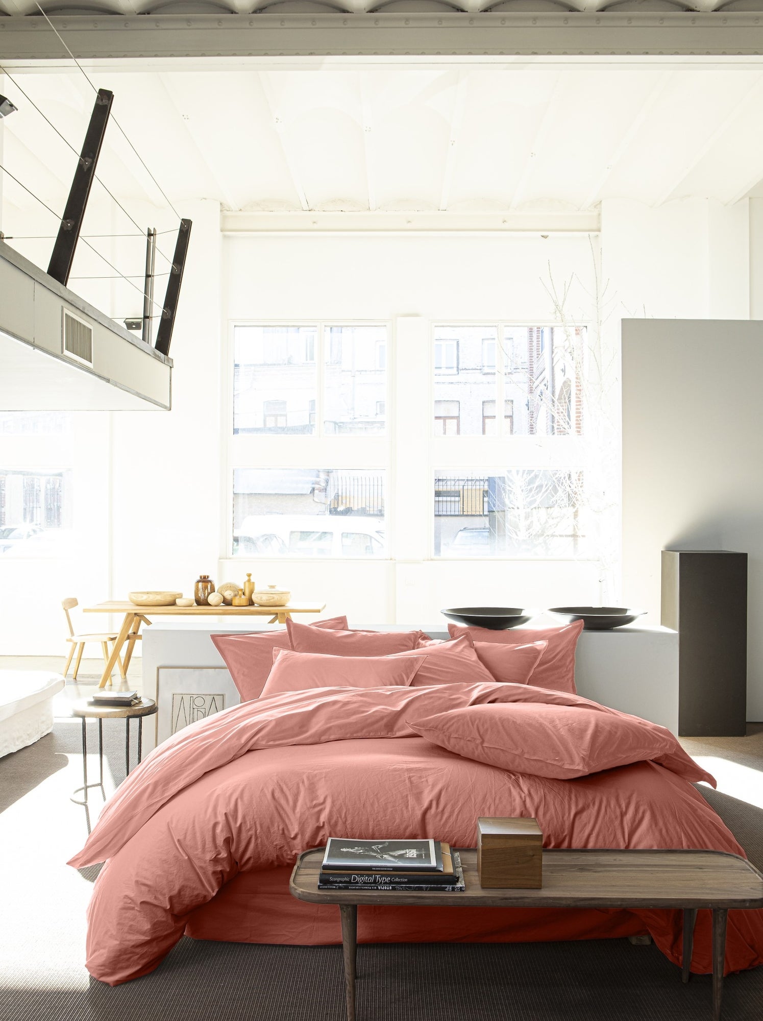 Housse de couette 100 % percale de coton elegance - Rose profond