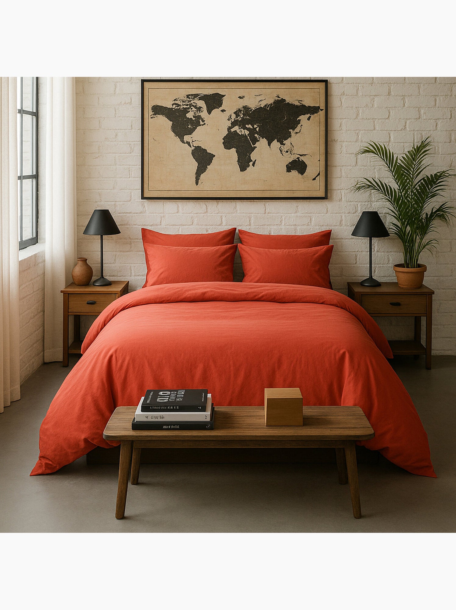 Housse de couette 100 % percale de coton elegance - Rouge