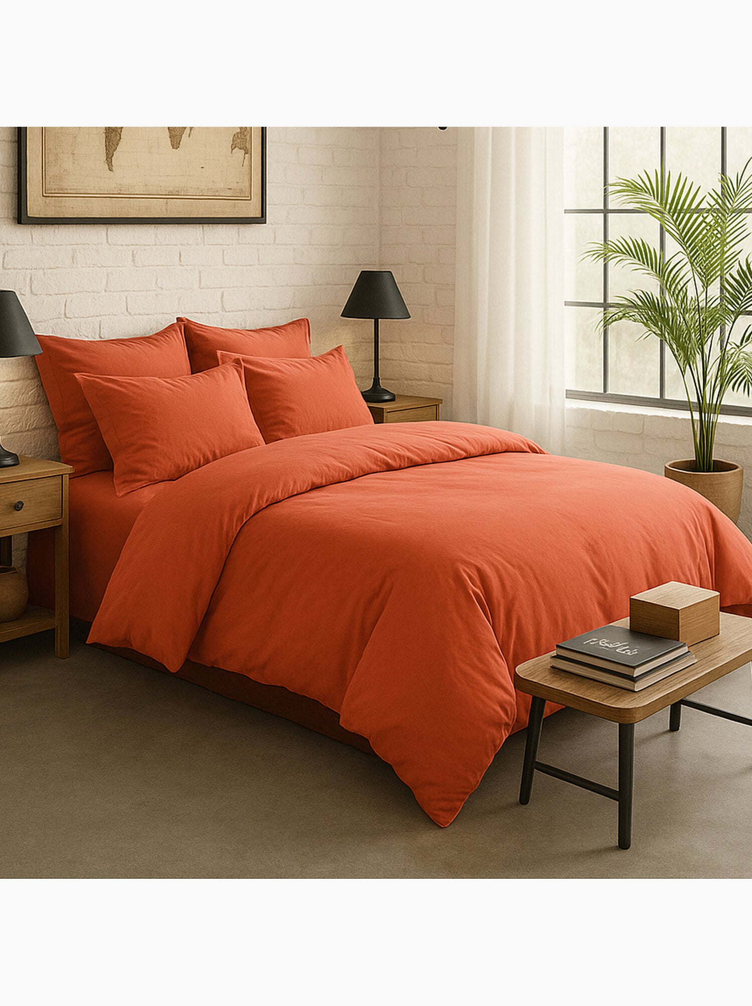 Housse de couette 100 % percale de coton elegance - Rouge