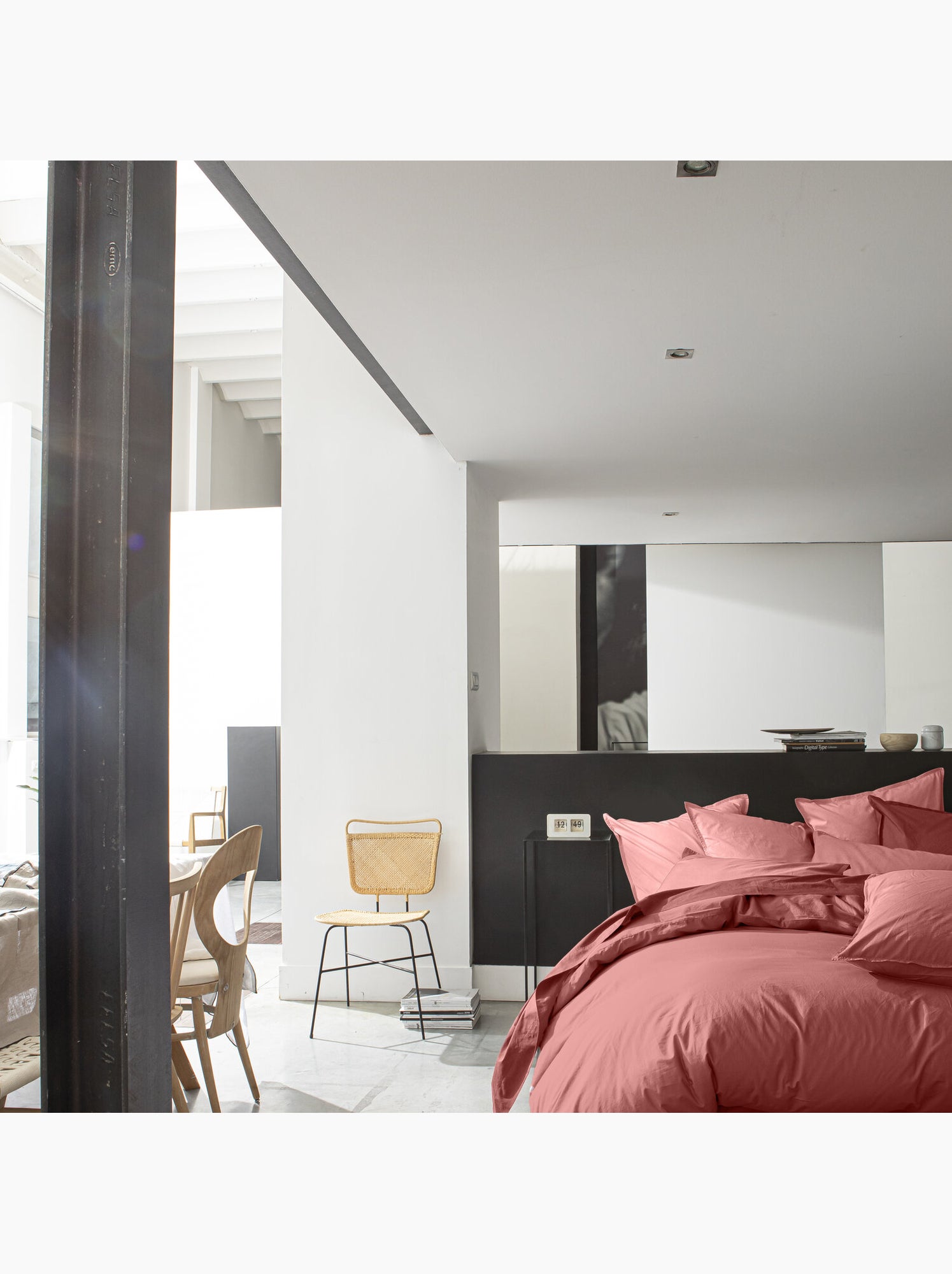 Housse de couette 100 % percale de coton elegance - Vieux rose