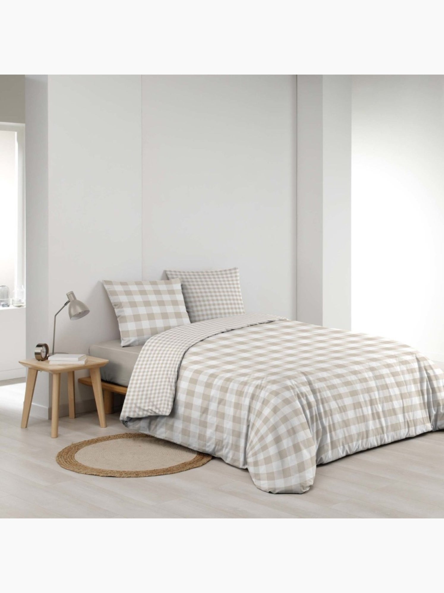 Housse de couette 240x220 + 2 taies 100% coton 57fils - Beige