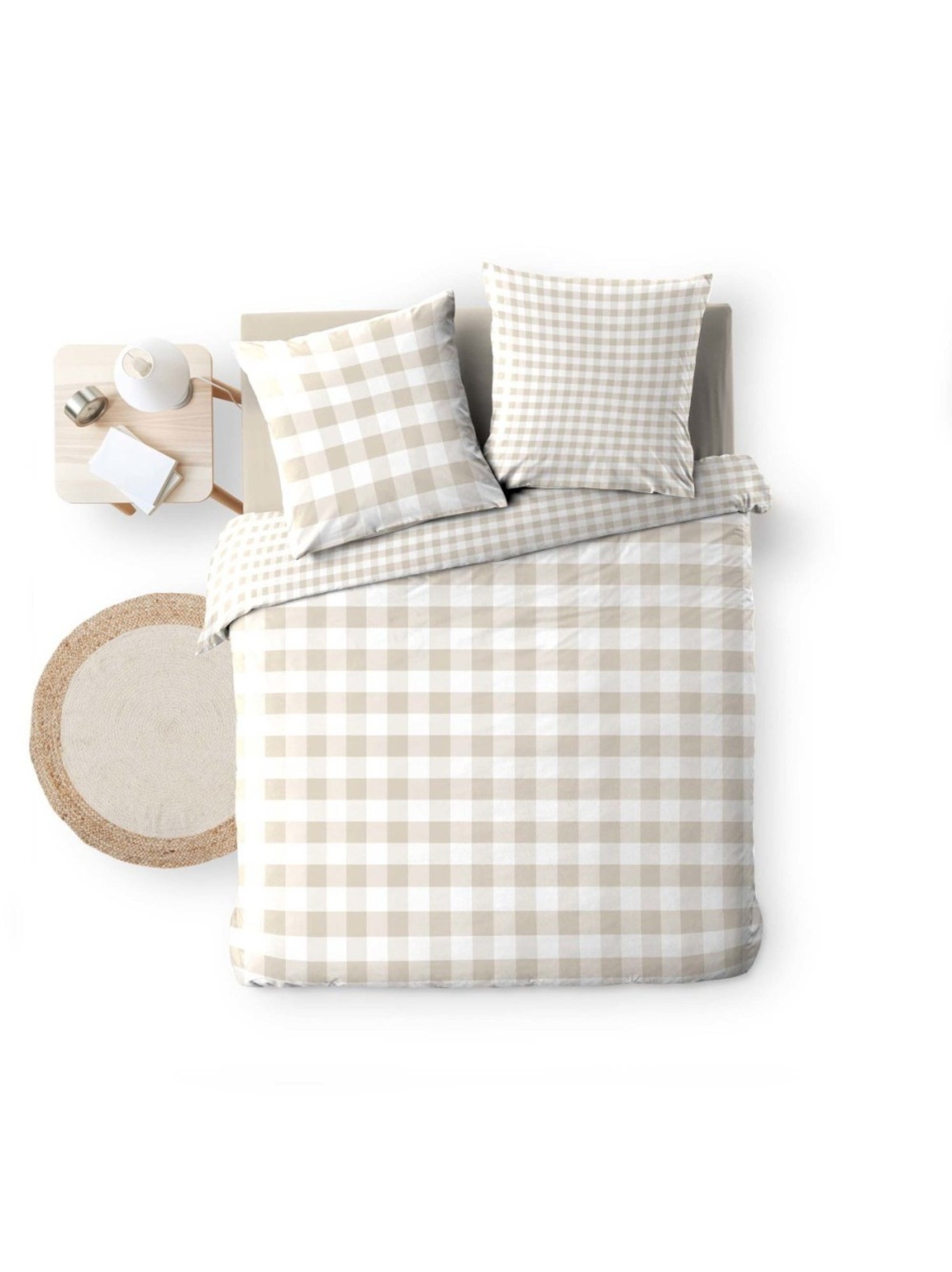 Housse de couette 240x220 + 2 taies 100% coton 57fils - Beige