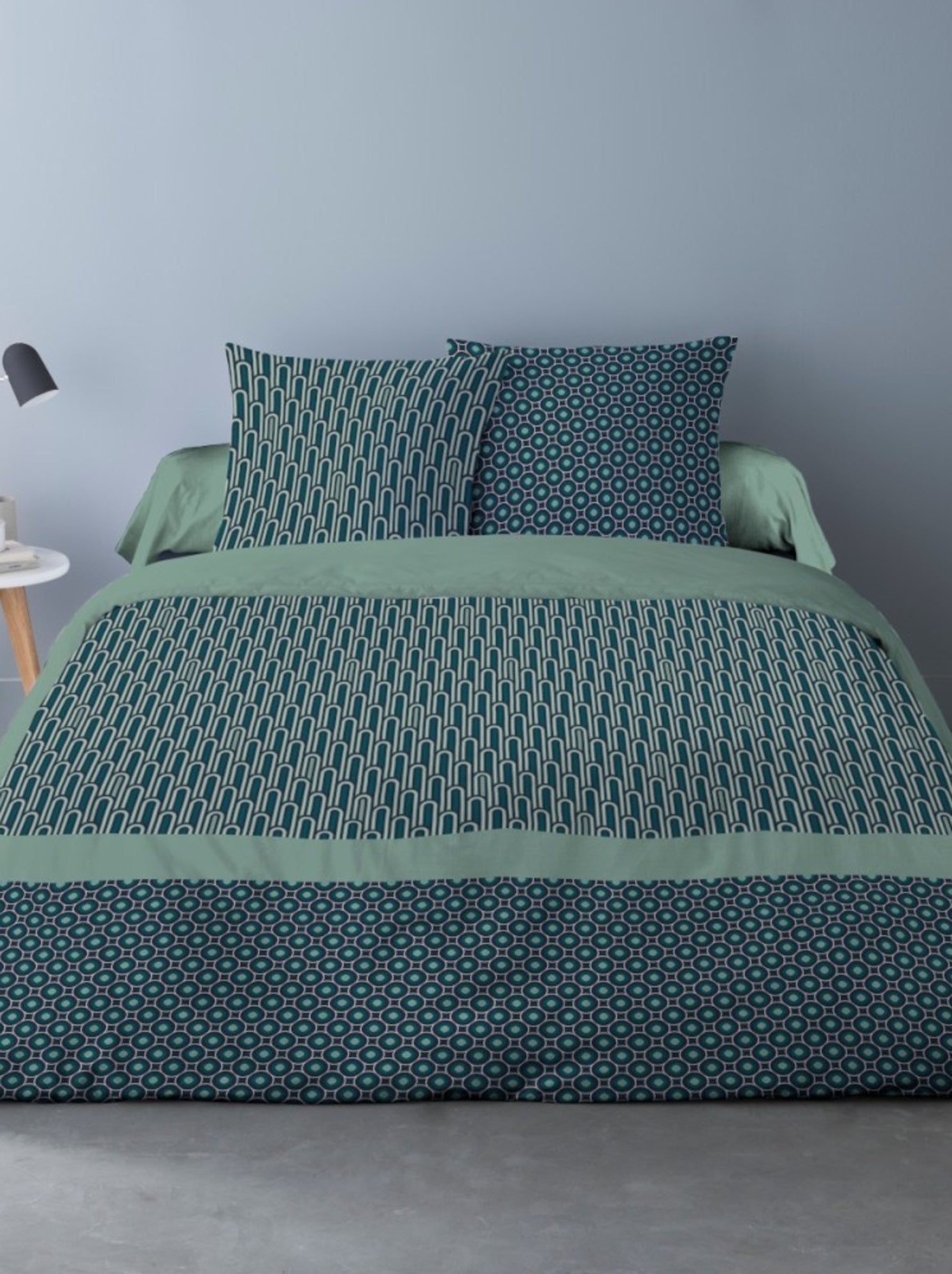 Housse de couette 240x220 CLEO + 2 taies 100% coton - Vert