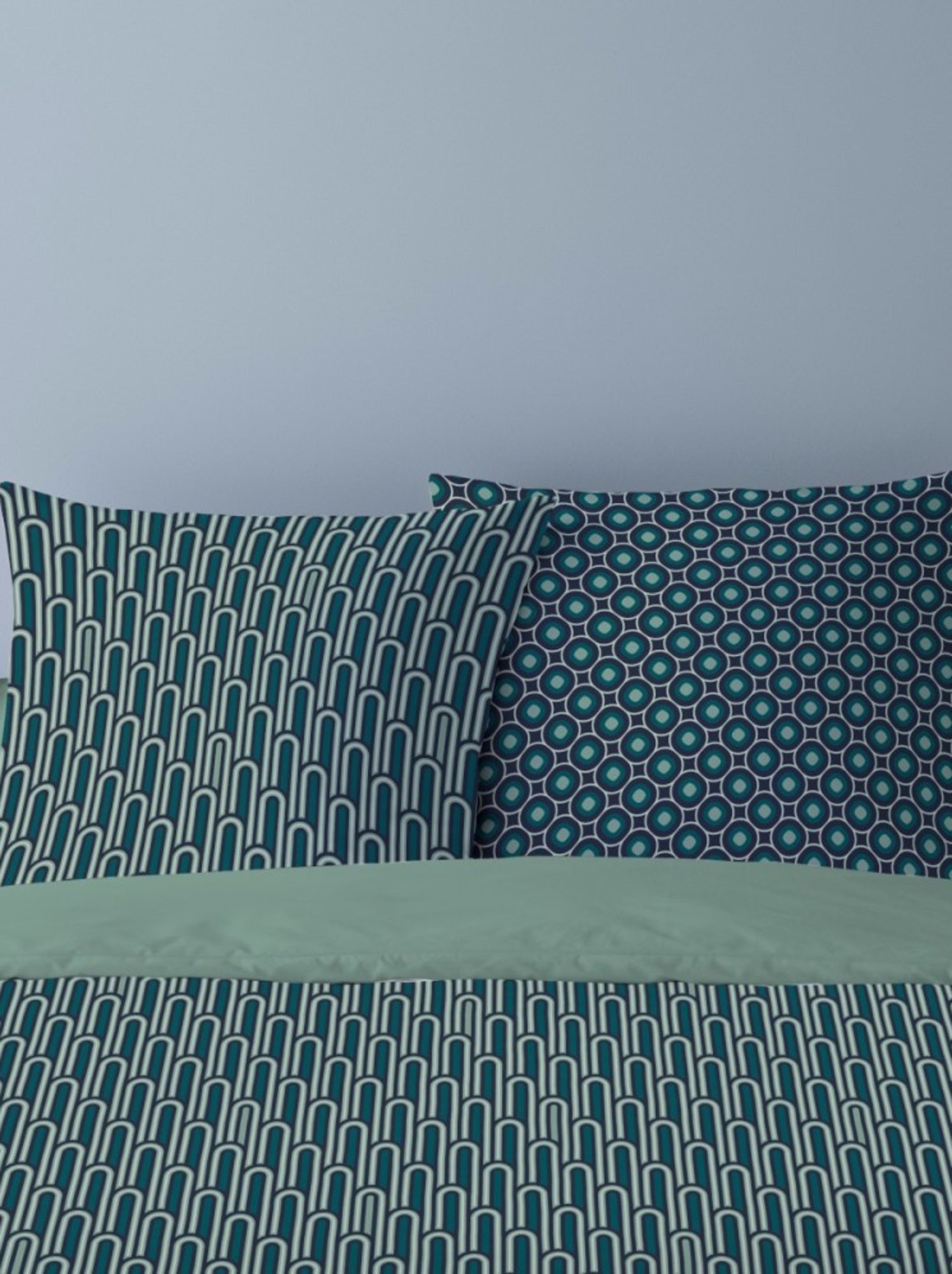 Housse de couette 240x220 CLEO + 2 taies 100% coton - Vert