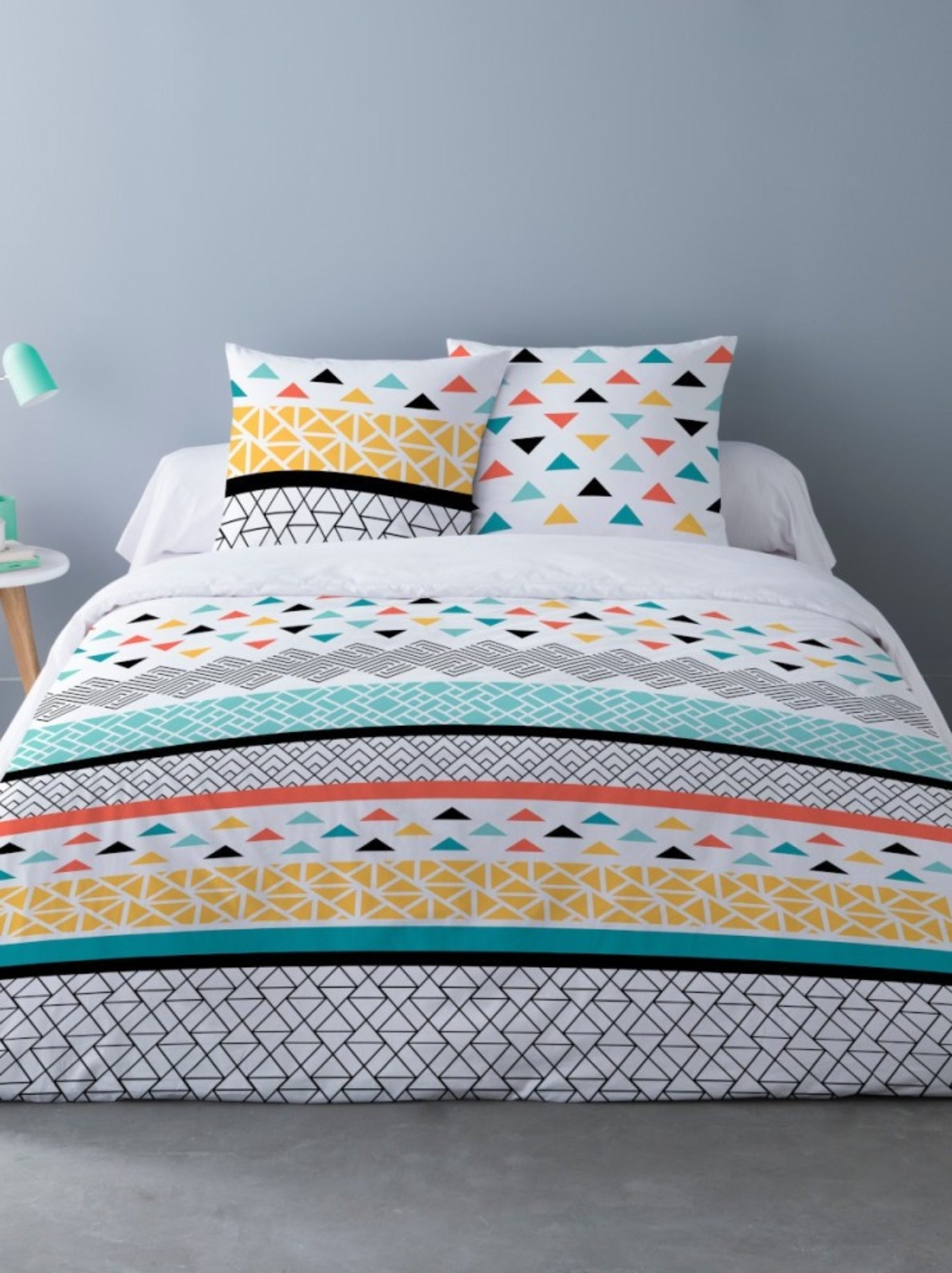 Housse de couette 240x220 LOU + 2 taies 100% coton - Multicolore