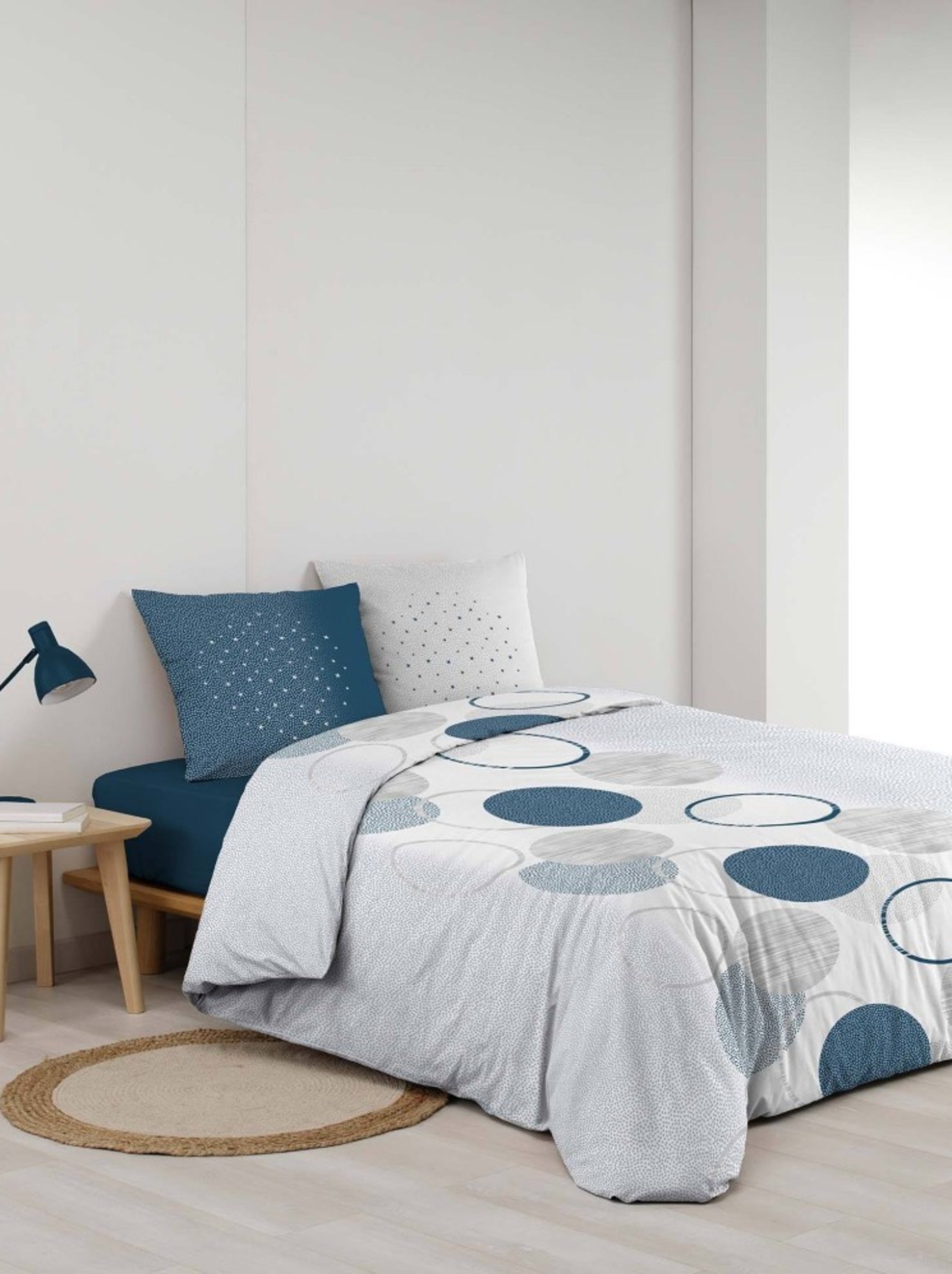 Housse de couette 260x240 + 2 taies Voie lactée coton - Bleu