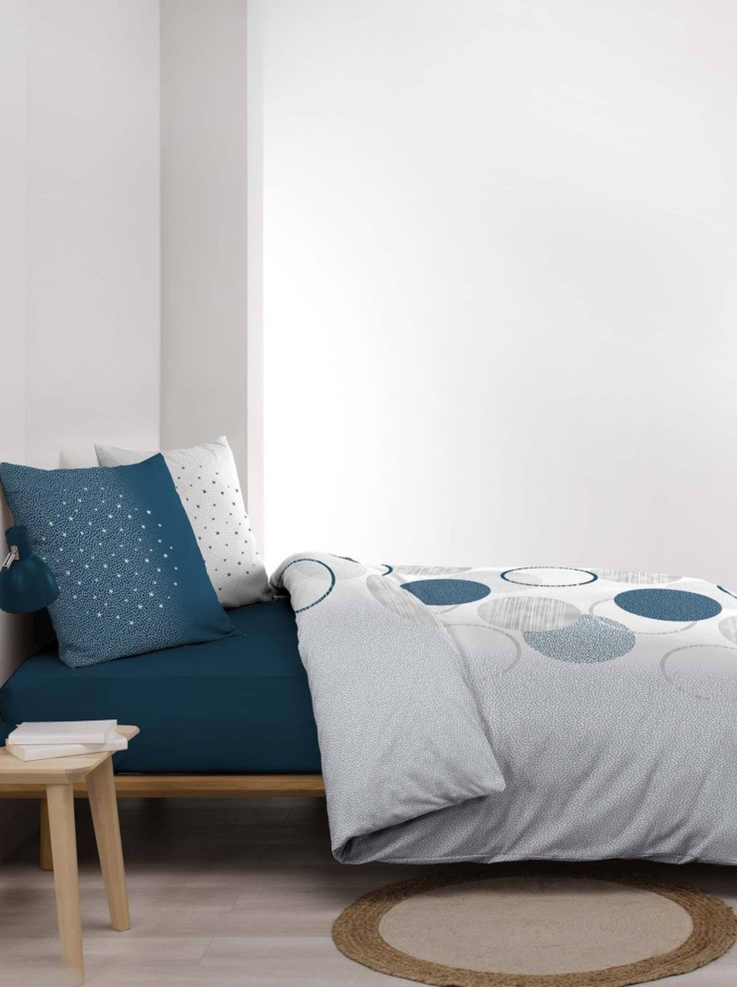 Housse de couette 260x240 + 2 taies Voie lactée coton - Bleu
