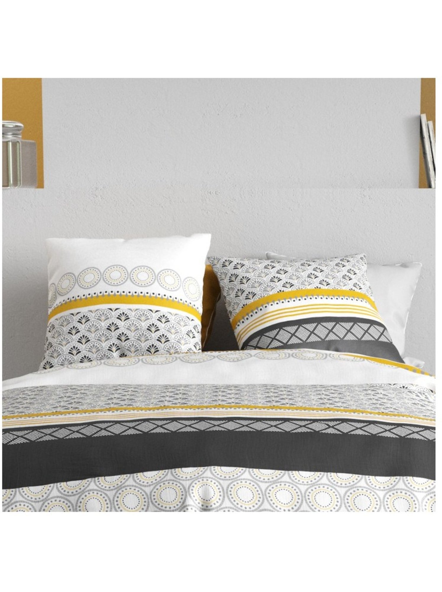 Housse de couette 260x240 SPIRA + 2 taies coton 57 fils - Blanc