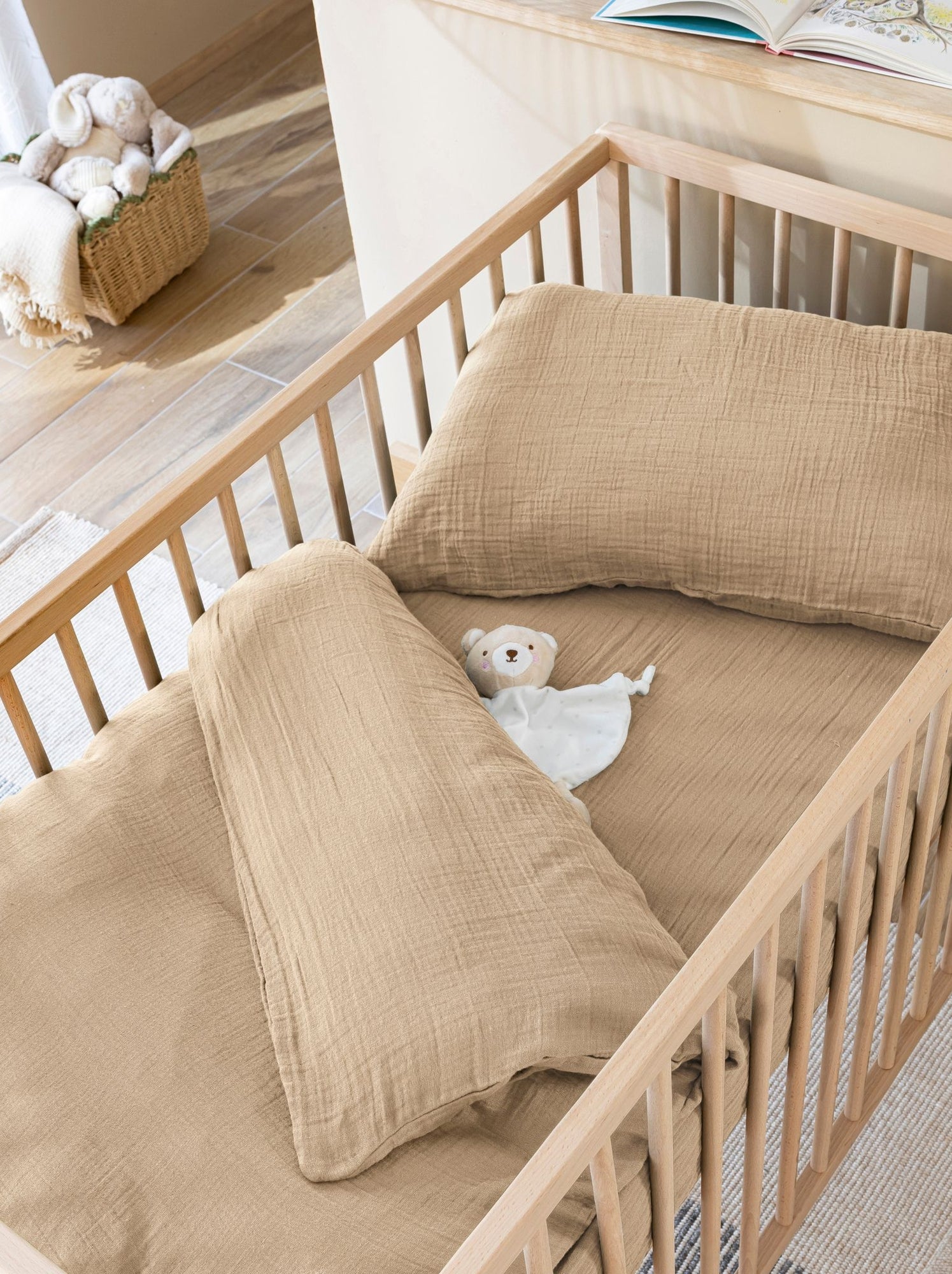 Housse de couette bébé gaze de coton noa - Beige