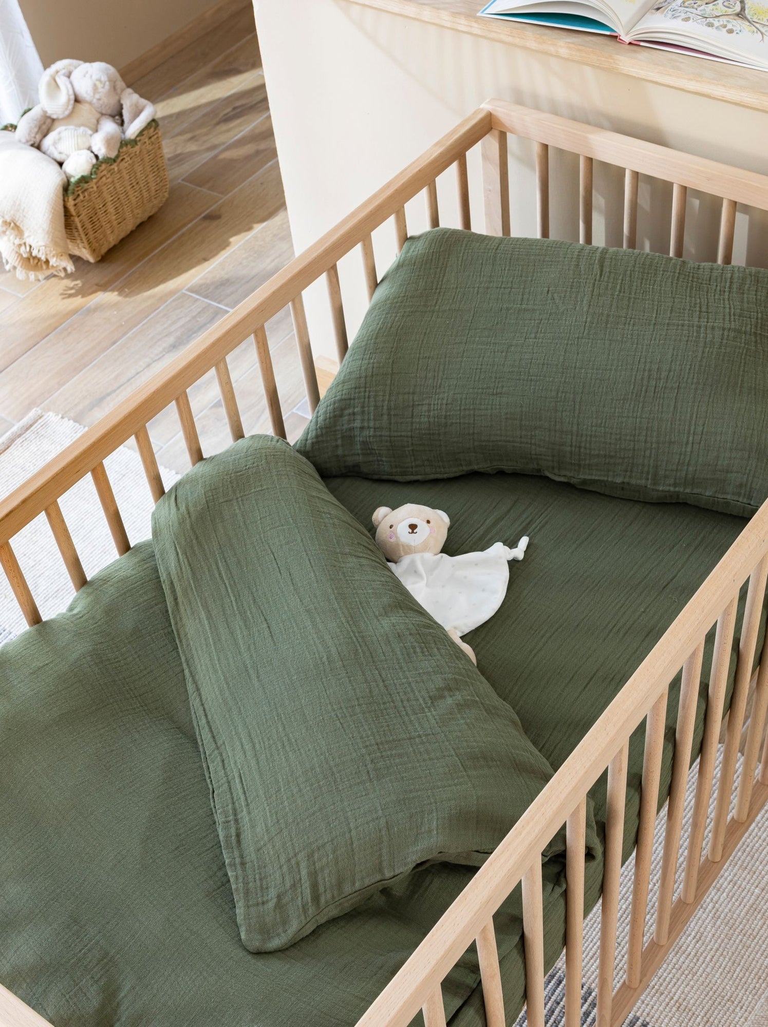 Housse de couette bébé gaze de coton noa - Kaki
