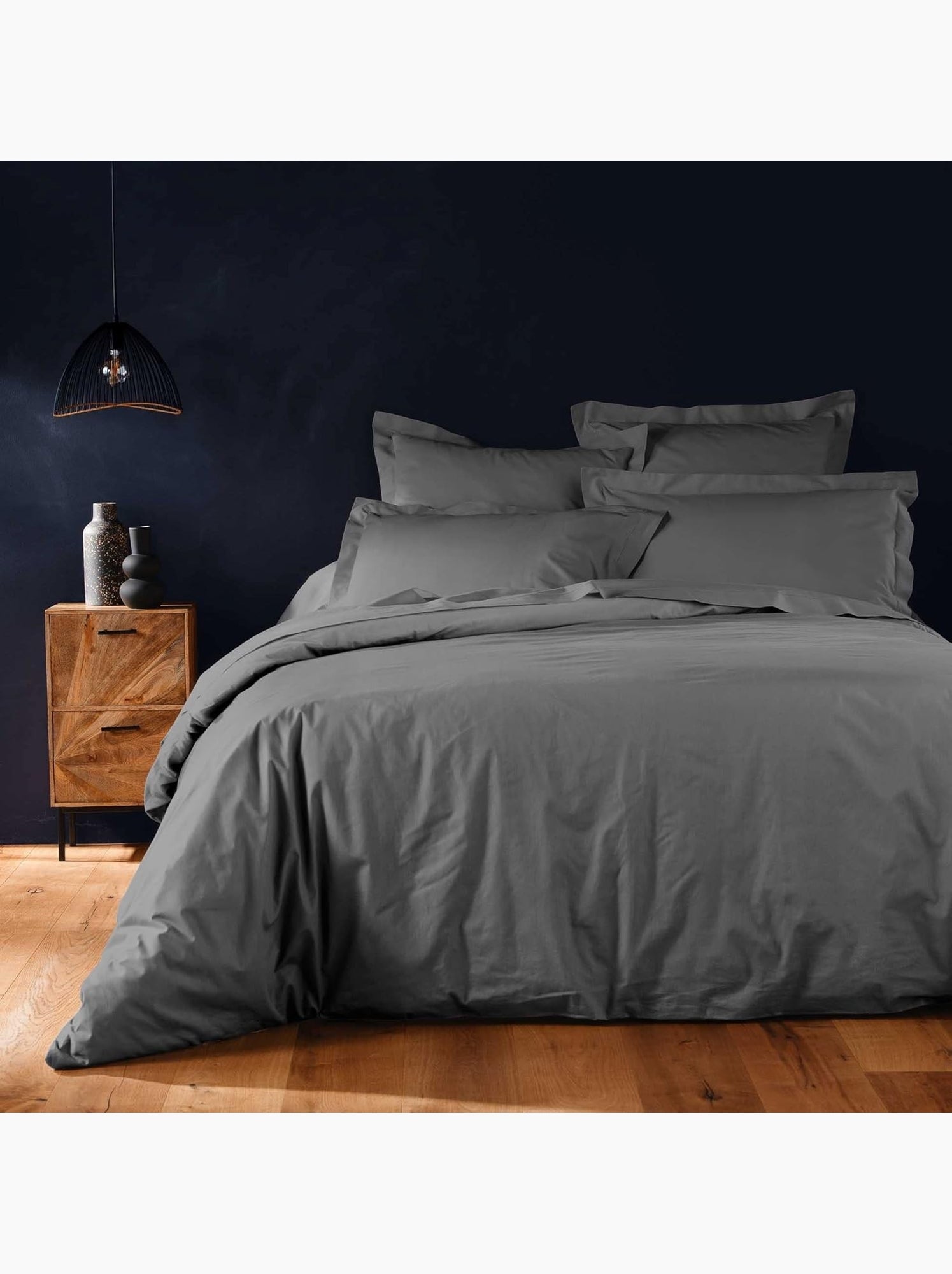 Housse de couette coton lina douceur d'intérieur - gris anthracite
