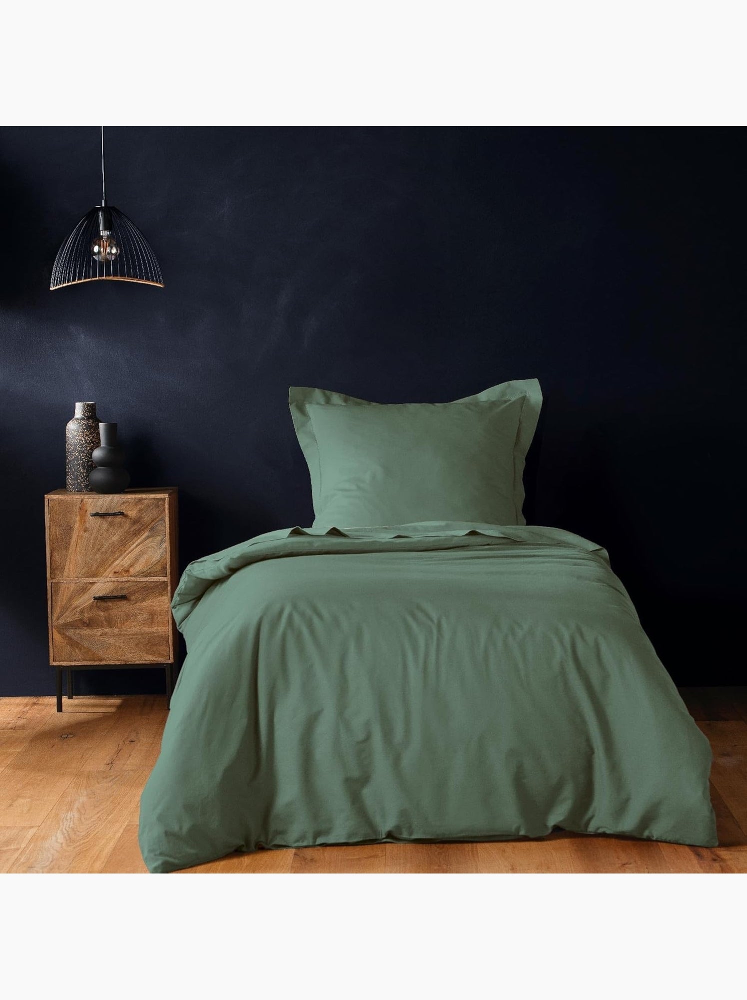 Housse de couette coton lina douceur d'intérieur - Vert cèdre