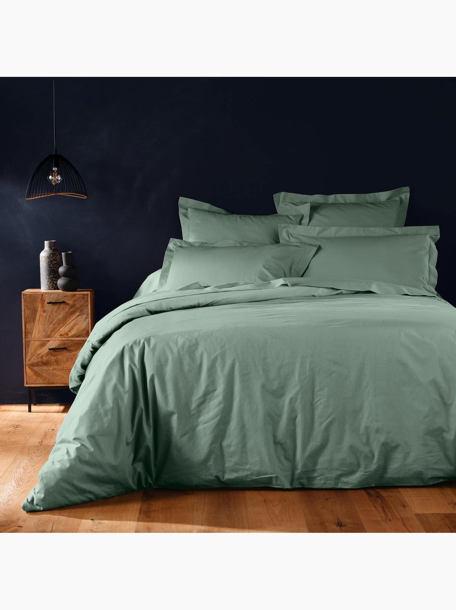 Housse de couette coton lina douceur d'intérieur - Vert Sauge