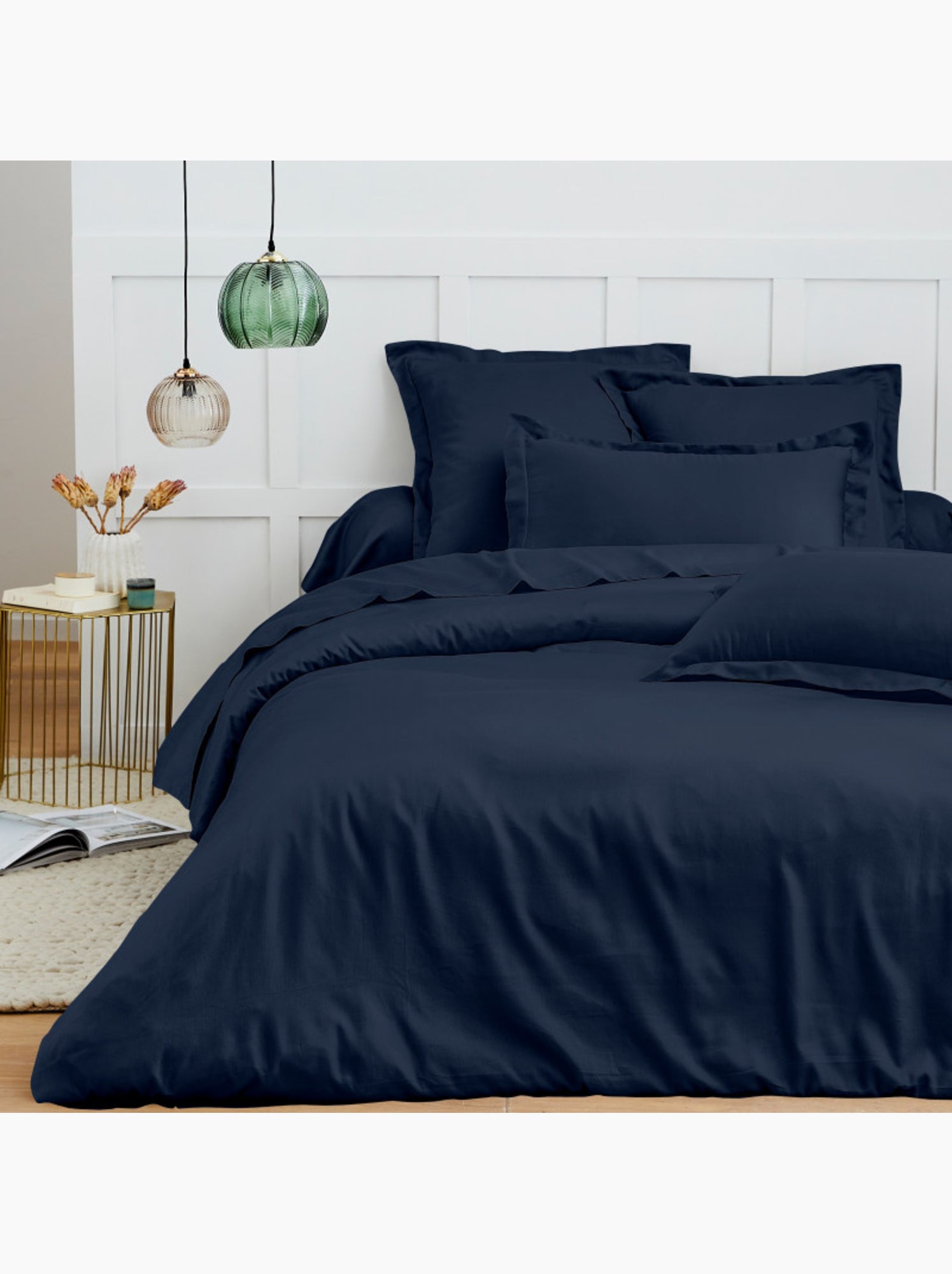 Housse de couette - Coton Pur - 100 % Coton 57 Fils/cm² - Bleu nuit