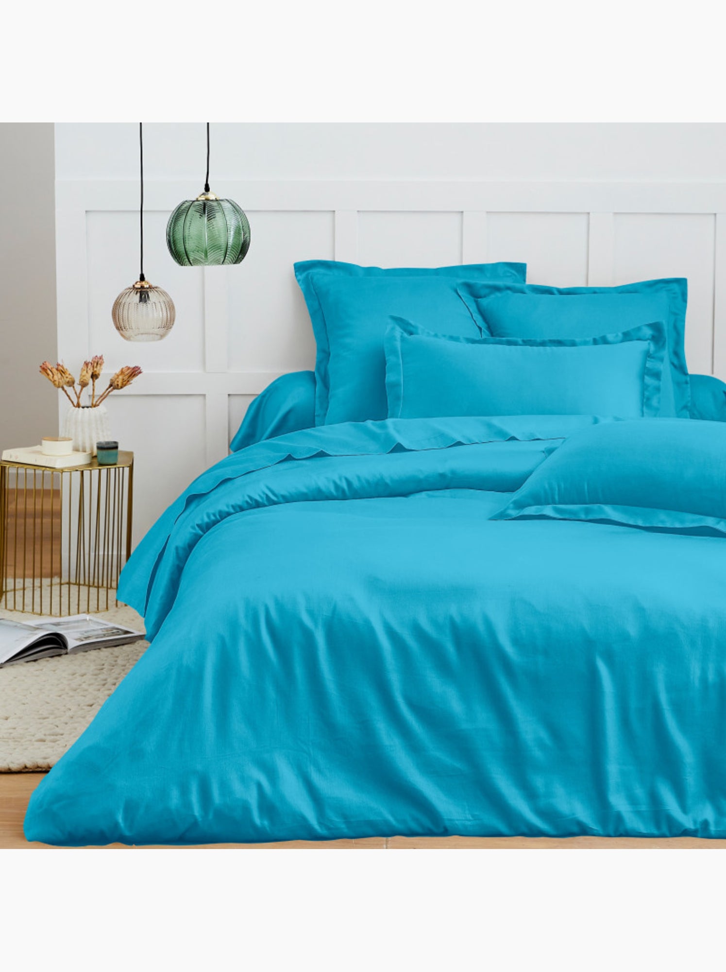 Housse de couette - Coton Pur - 100 % Coton 57 Fils/cm² - Bleu turquoise
