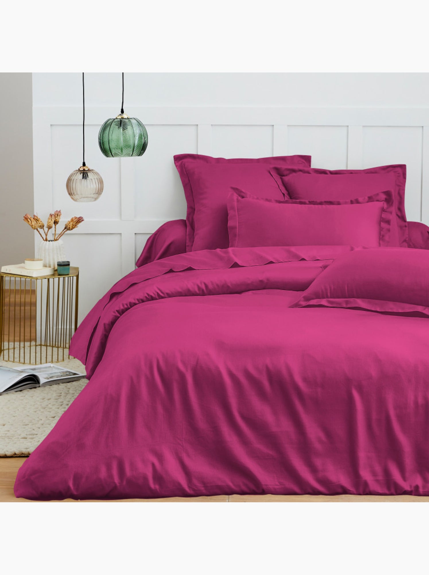 Housse de couette - Coton Pur - 100 % Coton 57 Fils/cm² - Magenta