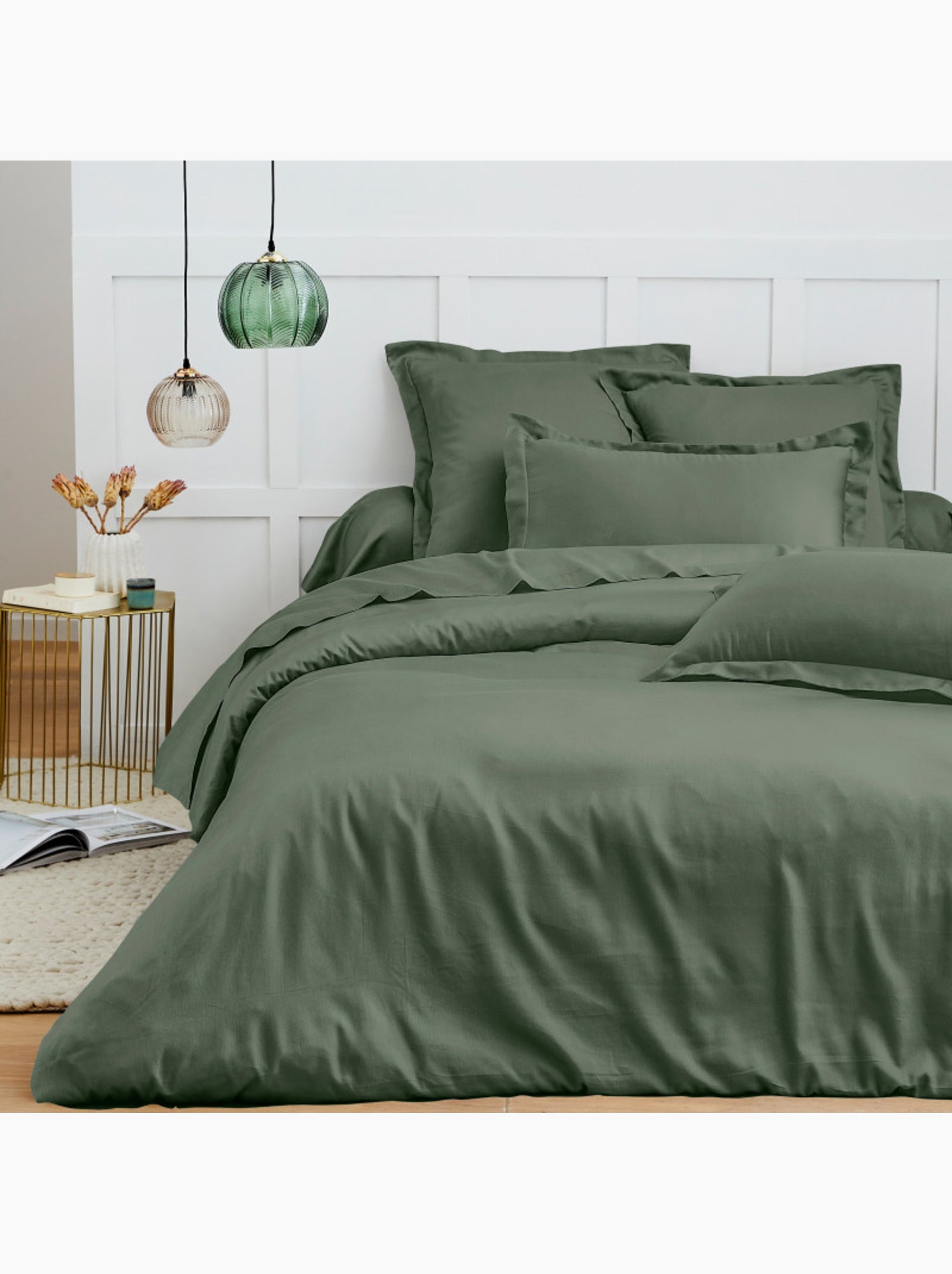 Housse de couette - Coton Pur - 100 % Coton 57 Fils/cm² - Vert chèvrefeuille