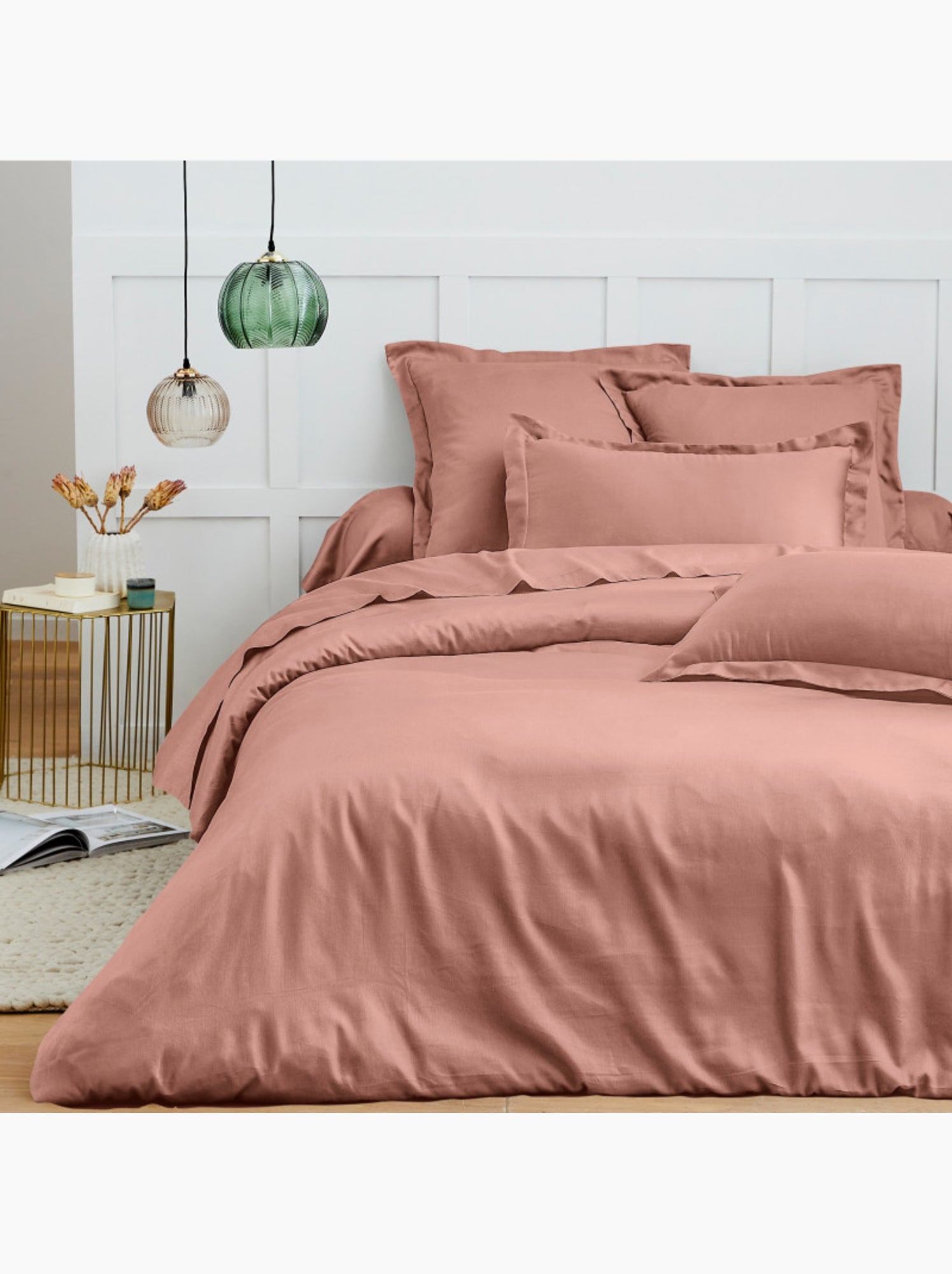 Housse de couette - Coton Pur - 100 % Coton 57 Fils/cm² - Vieux rose