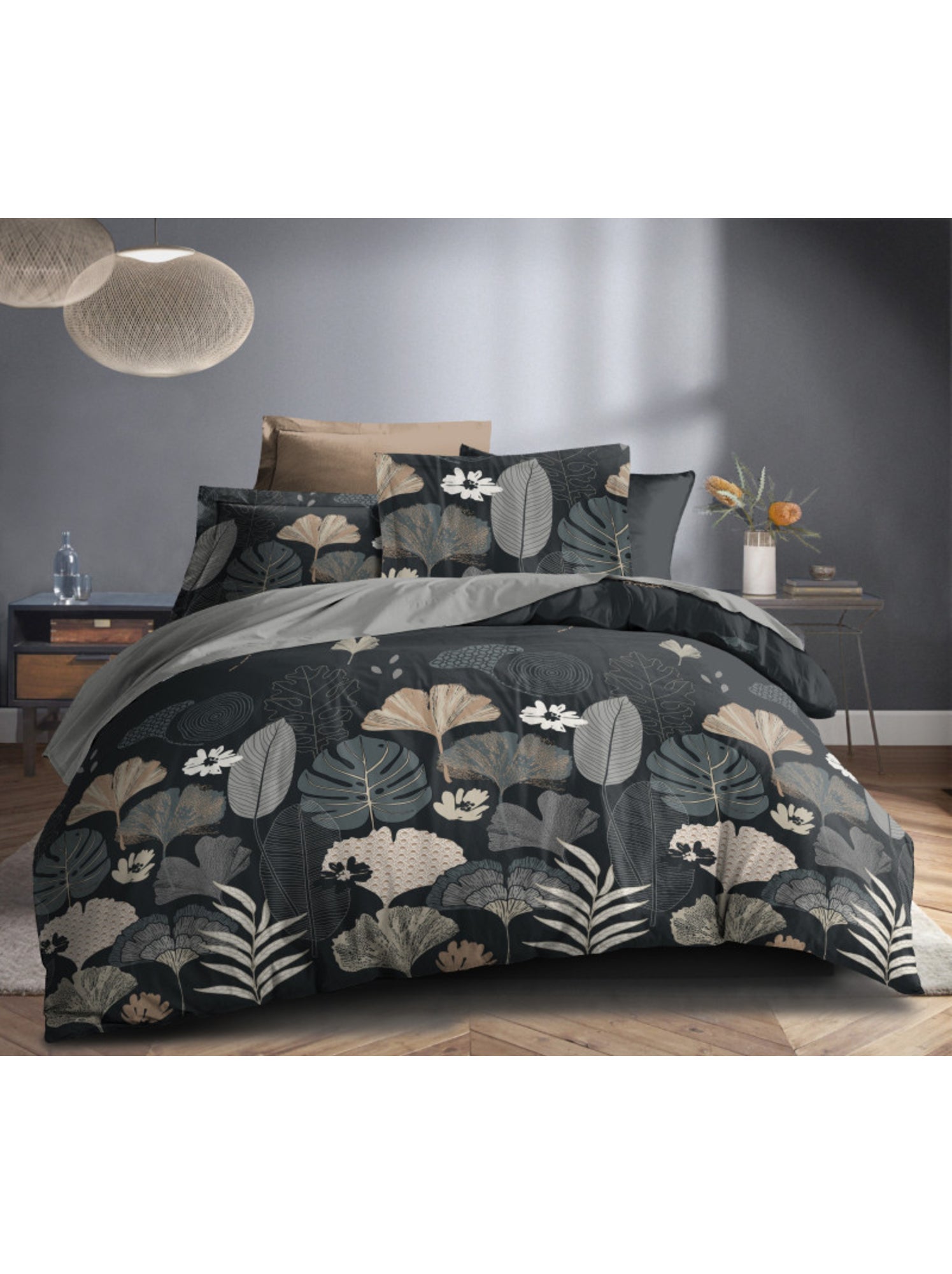 Housse de couette - Coton Pur - 100% Polyester - Noir
