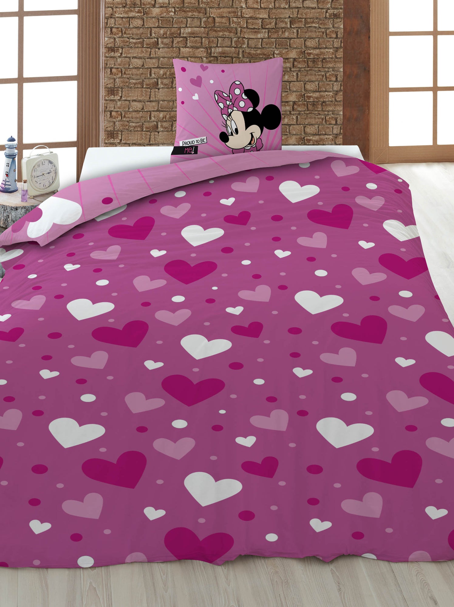 Housse de couette 'Disney' 'Minnie' 140x220 cm - Rose