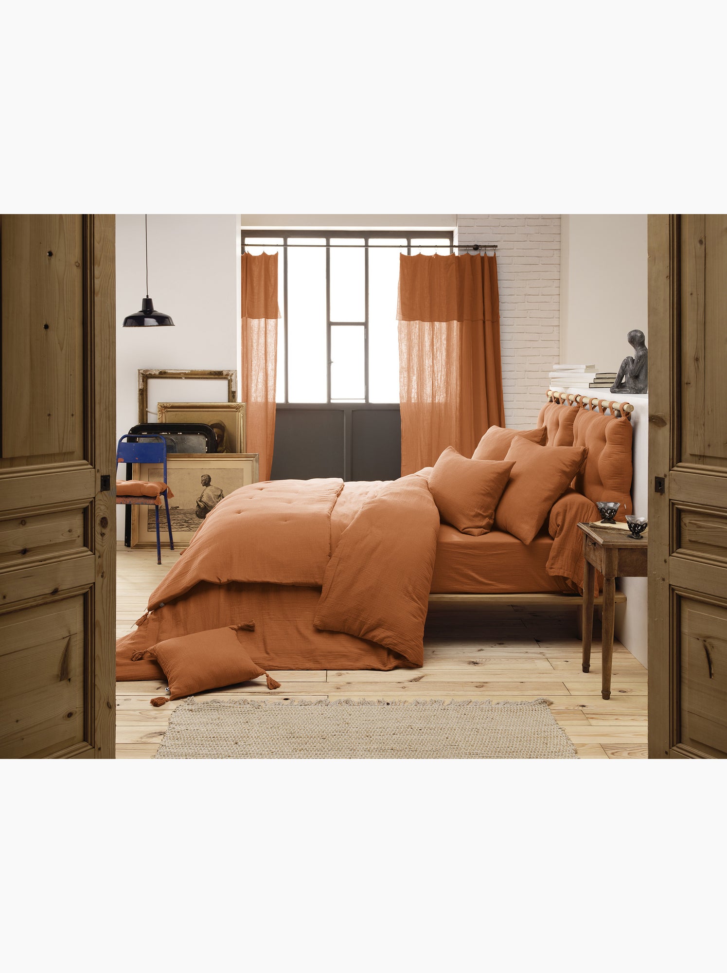Drap-housse – double gaze de coton 125 g/m² – bonnet 30 cm - gaïa - Abricot