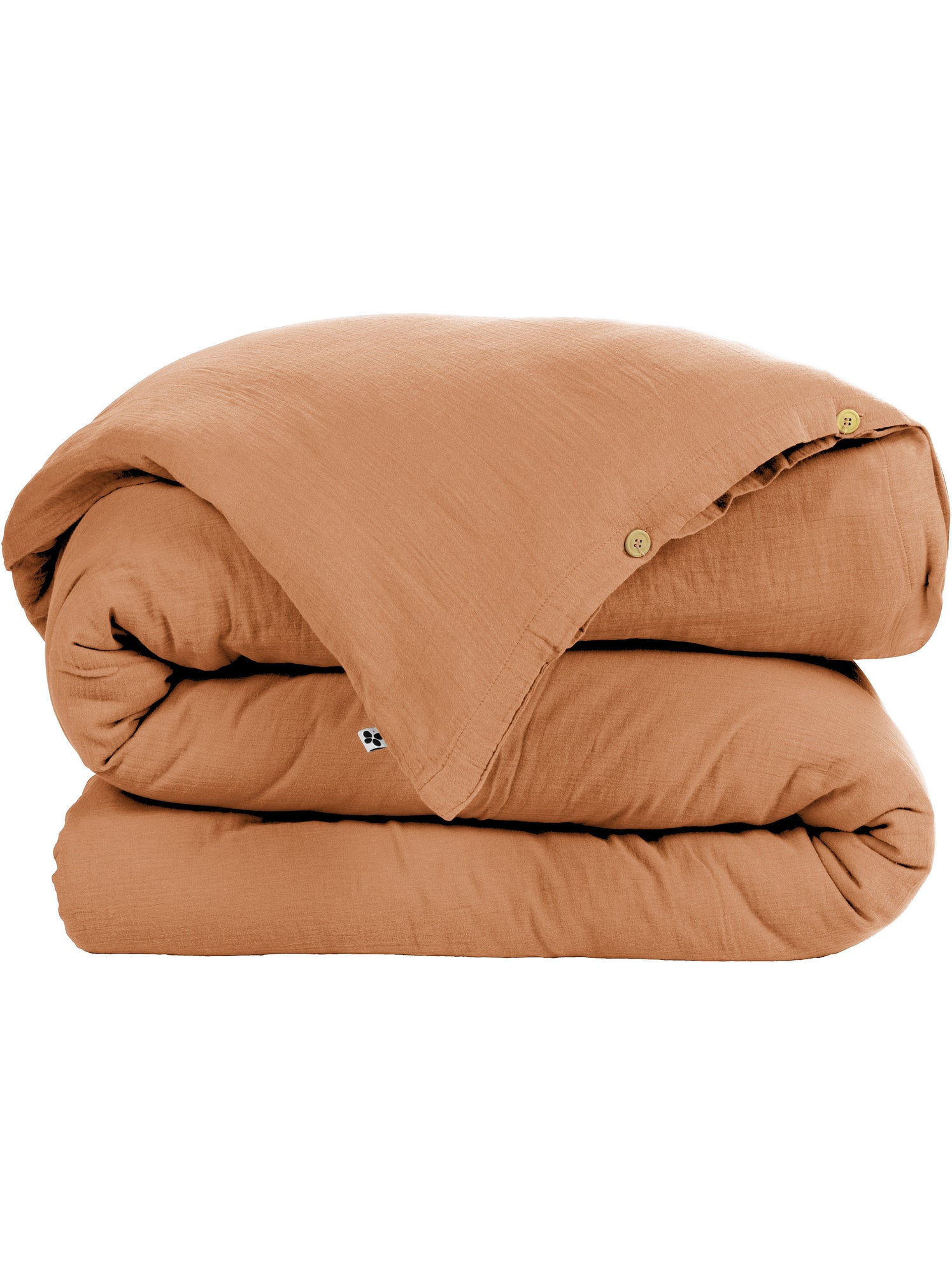Housse de couette – double gaze de coton - finition boutons en bois - gaïa - Abricot