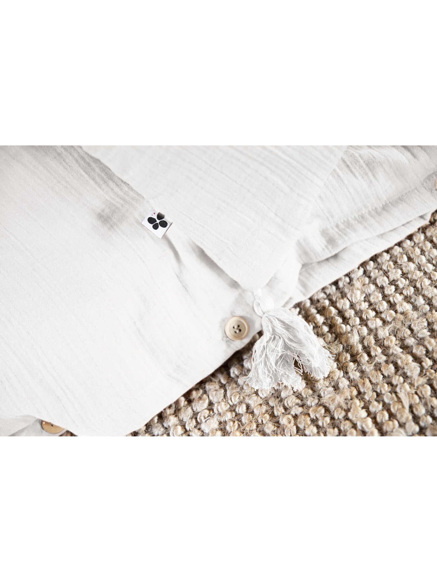 Housse de couette – double gaze de coton - finition boutons en bois - gaïa - Blanc