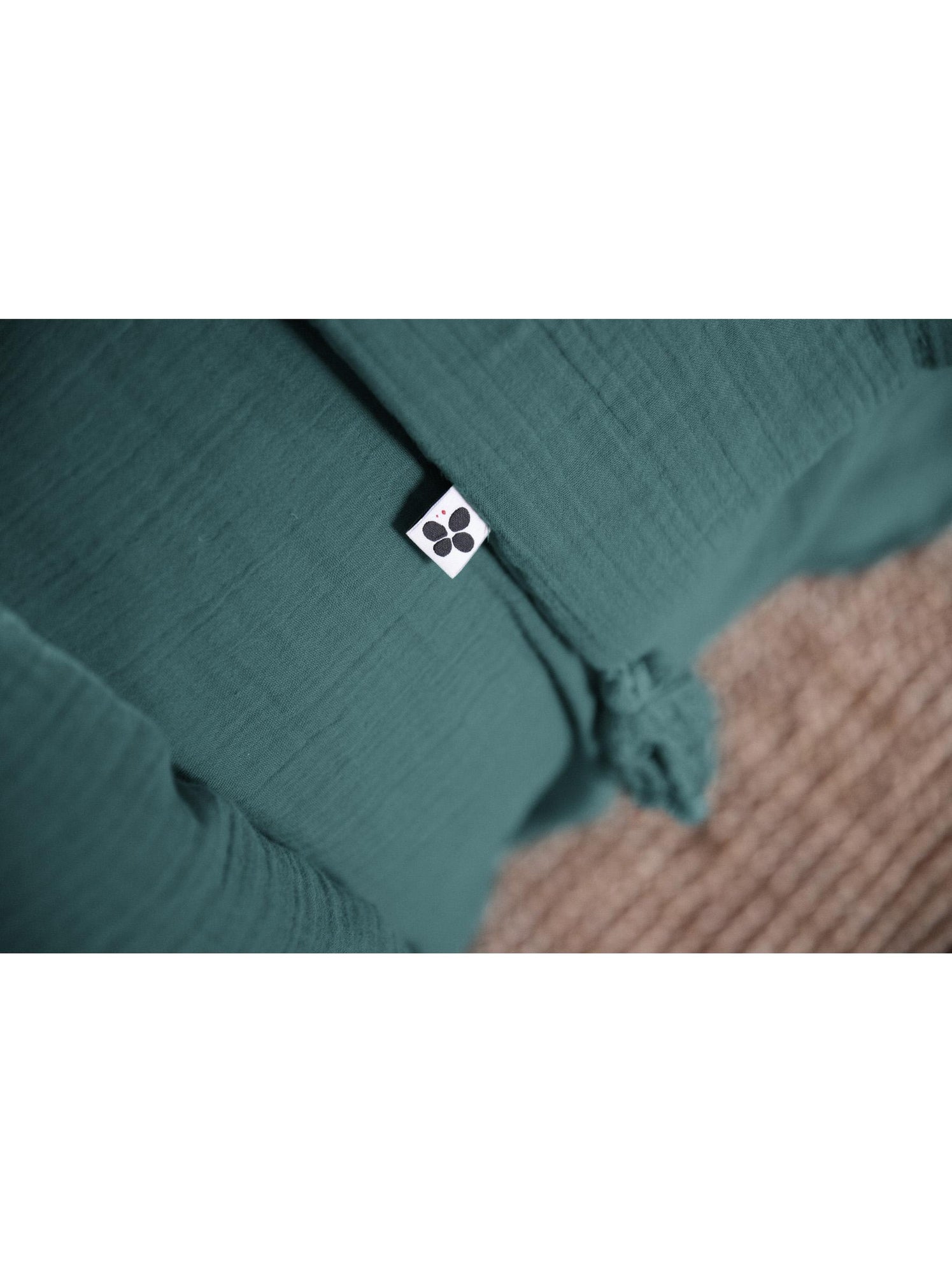 Housse de couette – double gaze de coton - finition boutons en bois - gaïa - Bleu canard