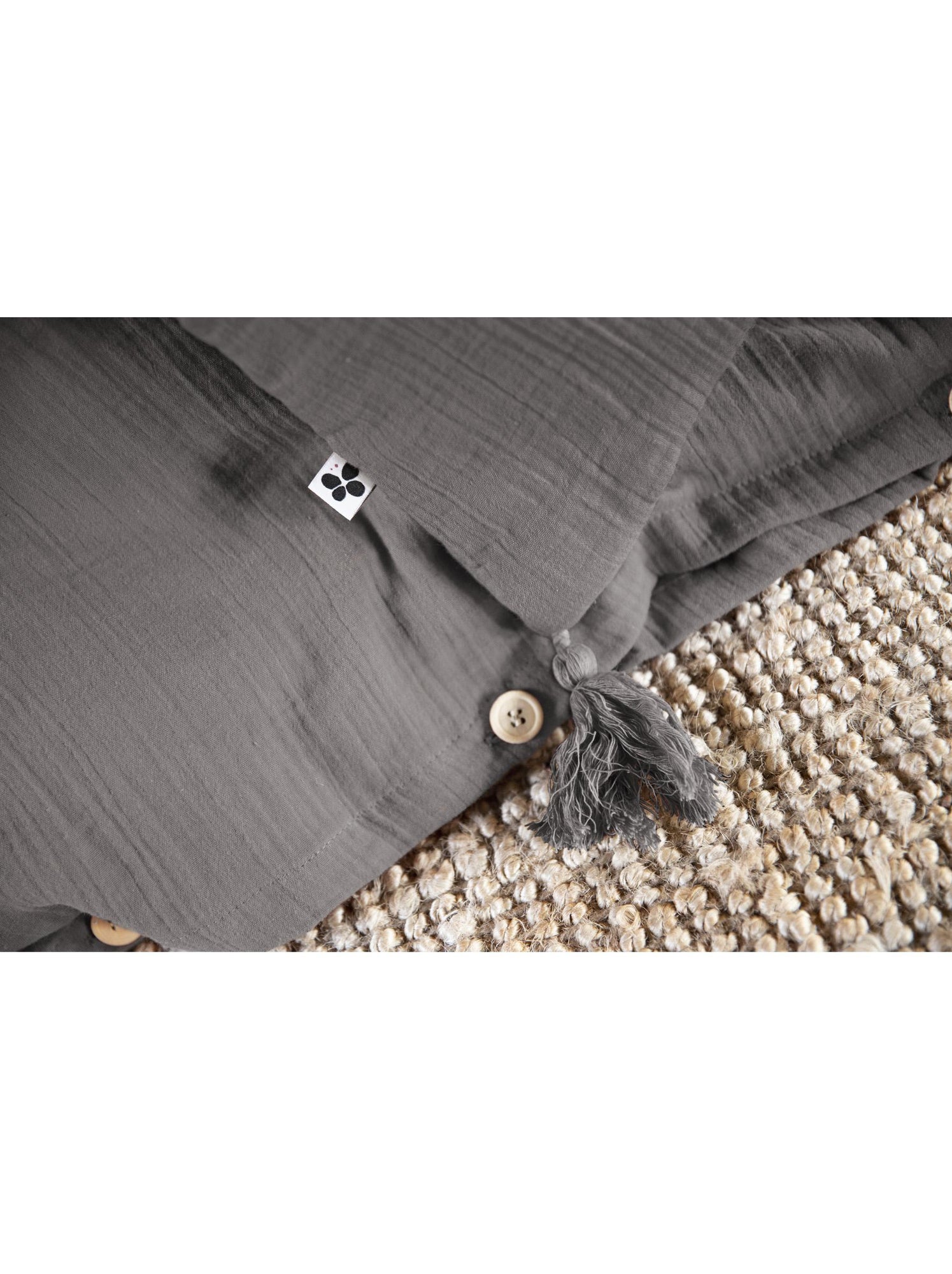 Housse de couette – double gaze de coton - finition boutons en bois - gaïa - Gris Granit