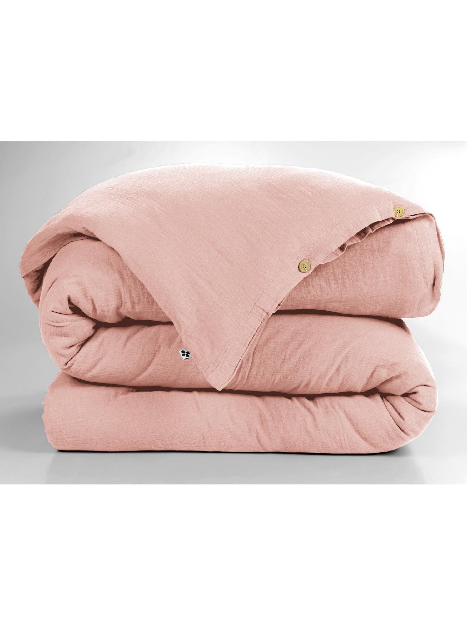 Housse de couette – double gaze de coton - finition boutons en bois - gaïa - Peche