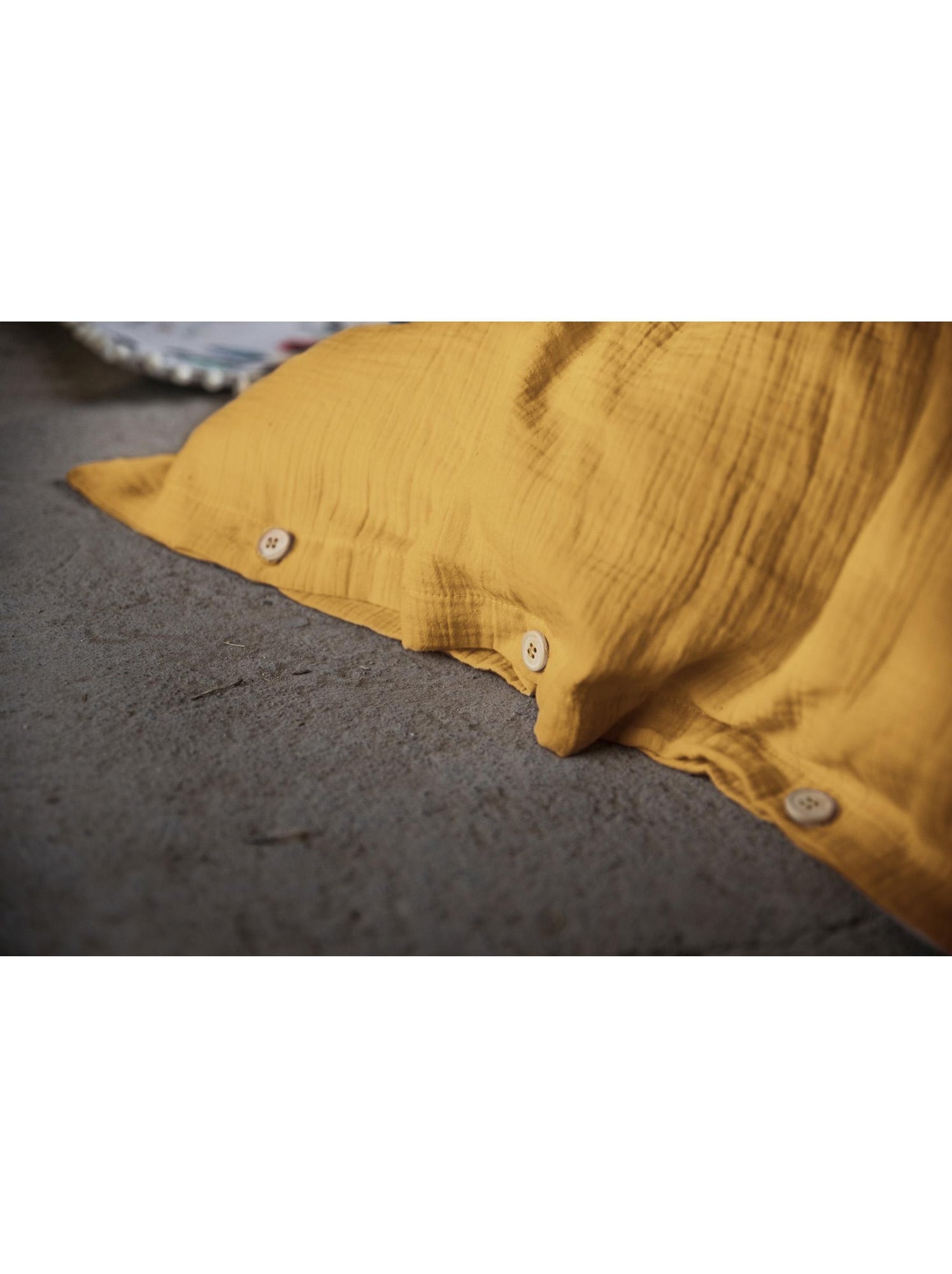Housse de couette – double gaze de coton - finition boutons en bois - gaïa - Safran