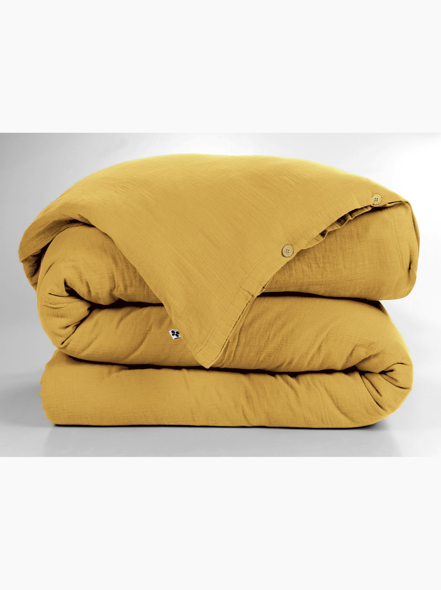 Housse de couette – double gaze de coton - finition boutons en bois - gaïa - Safran