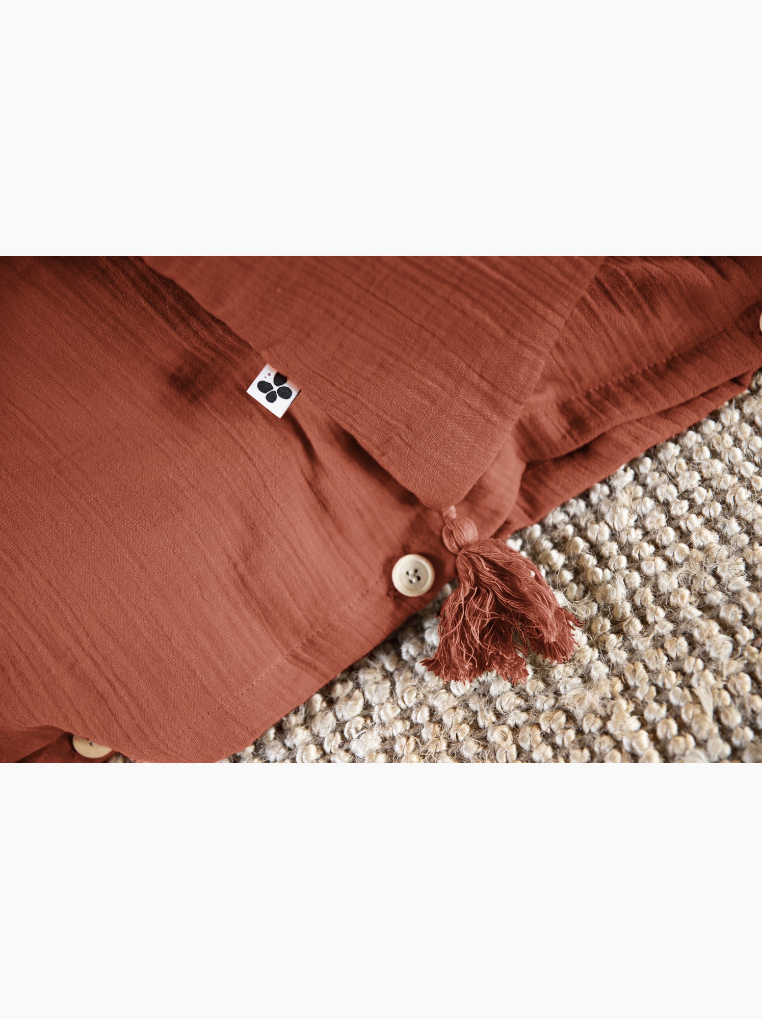 Housse de couette – double gaze de coton - finition boutons en bois - gaïa - Terracotta