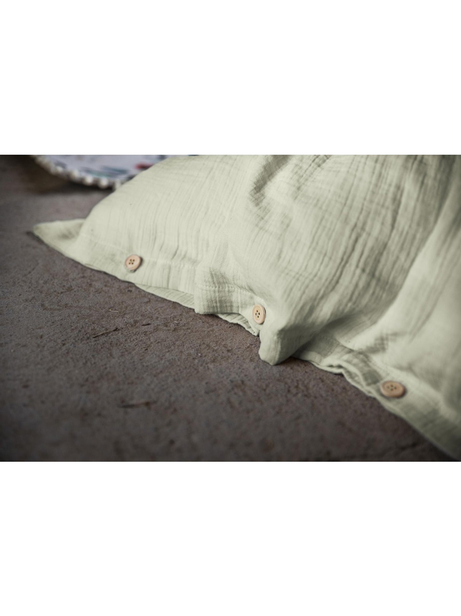 Housse de couette – double gaze de coton - finition boutons en bois - gaïa - Vert d'eau
