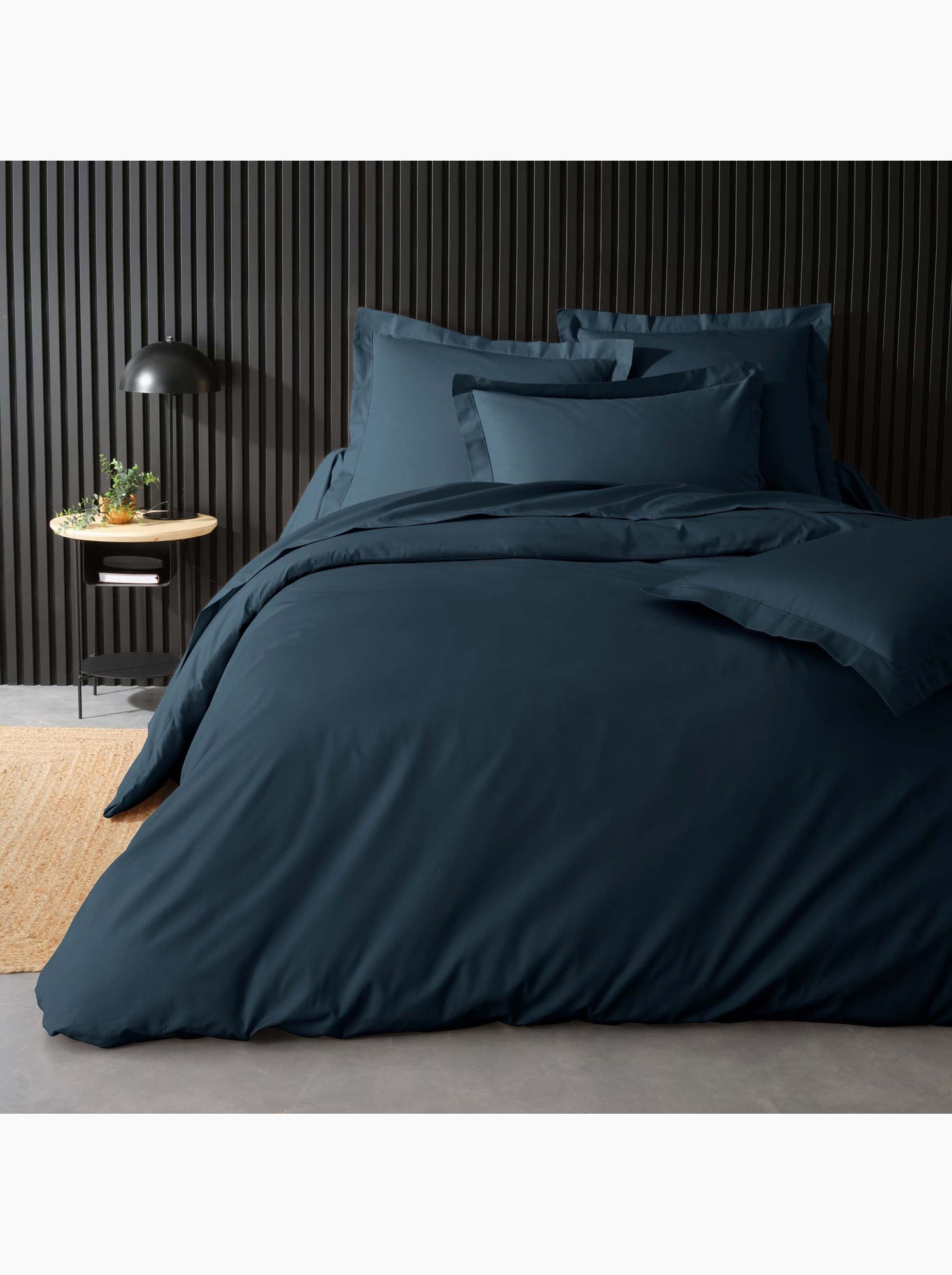 Housse de couette en percale de coton - douceur et élégance - Bleu nuit