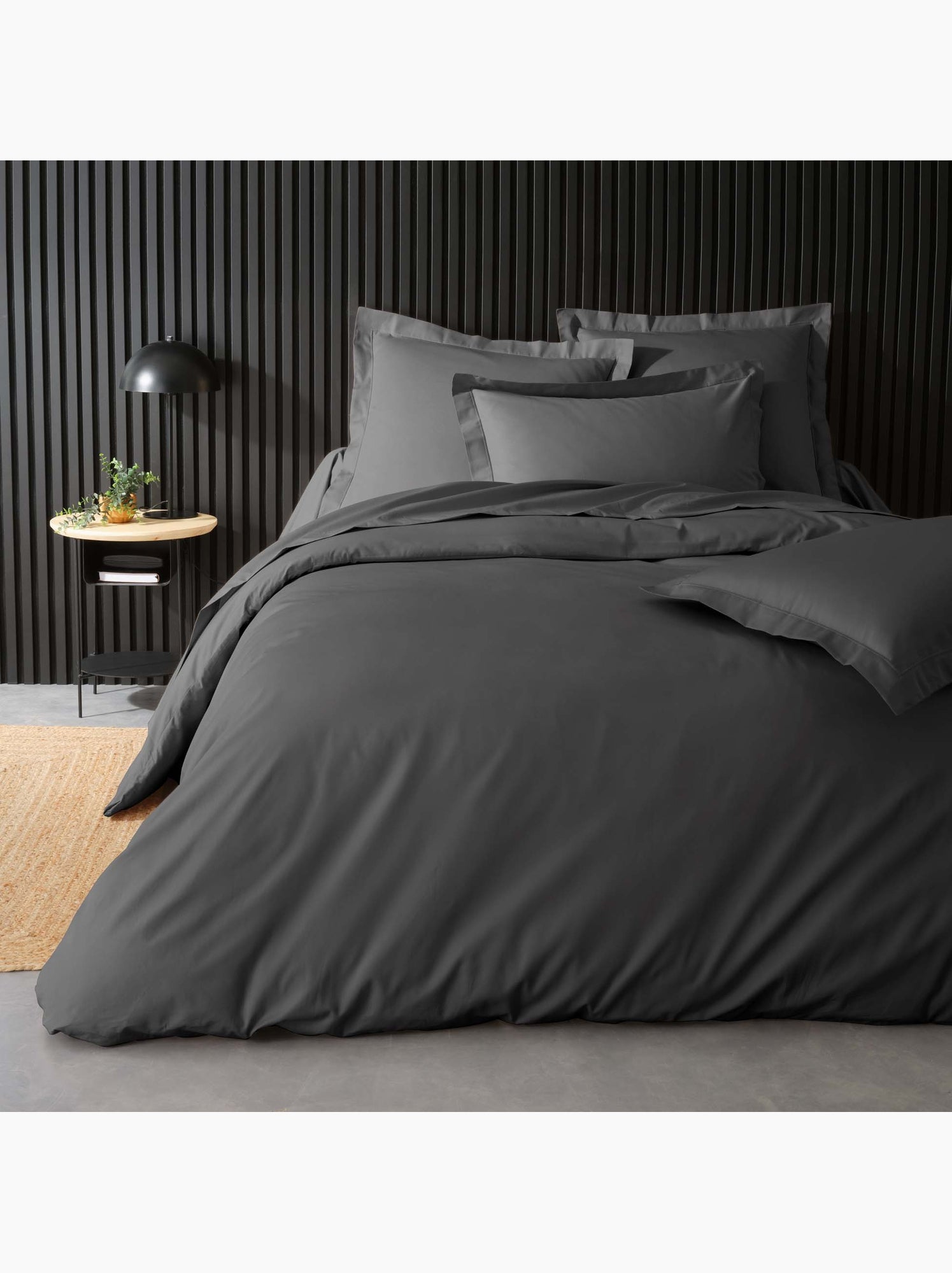 Housse de couette en percale de coton - douceur et élégance - Gris Acier