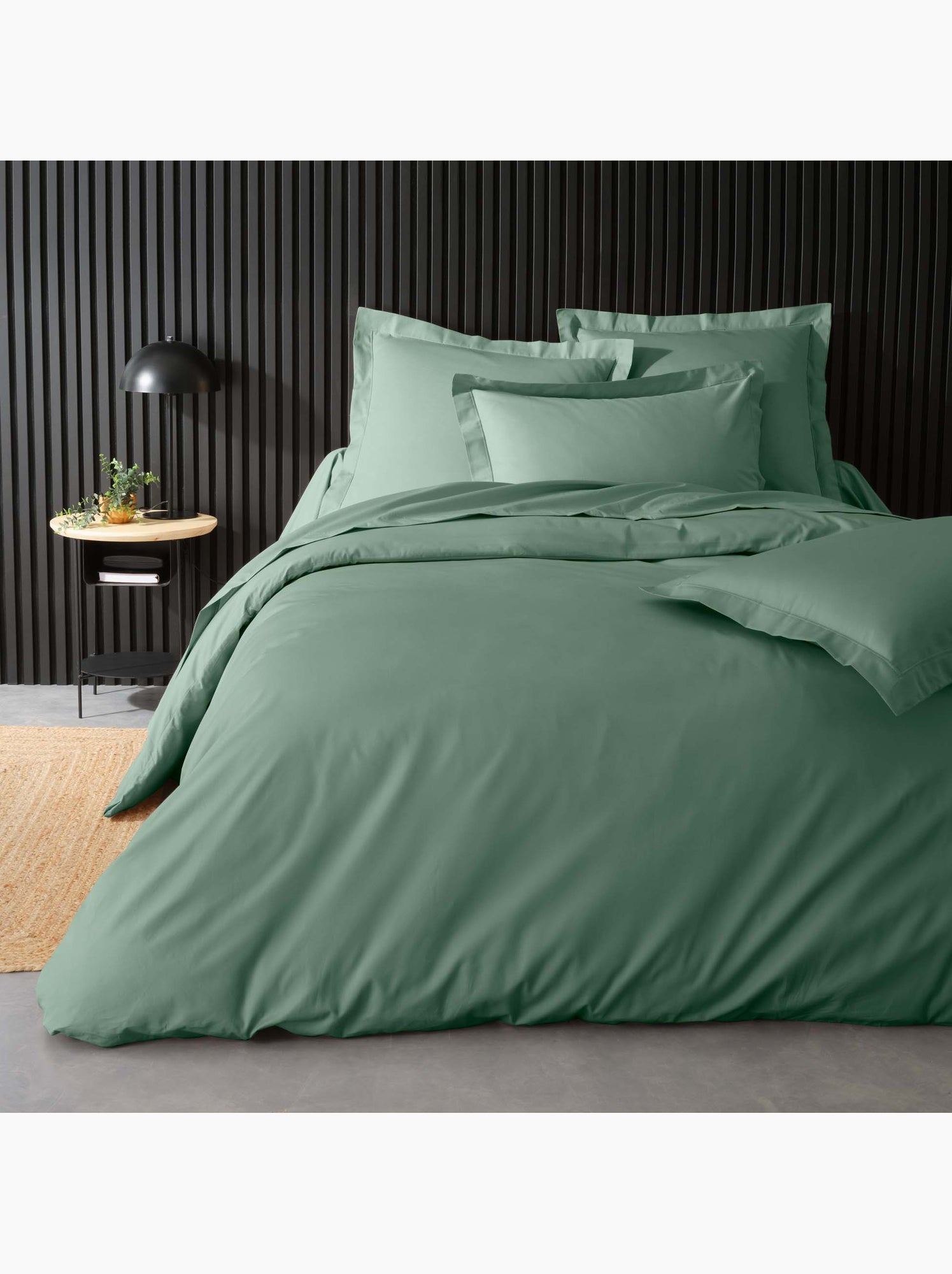 Housse de couette en percale de coton - douceur et élégance - Vert tilleul