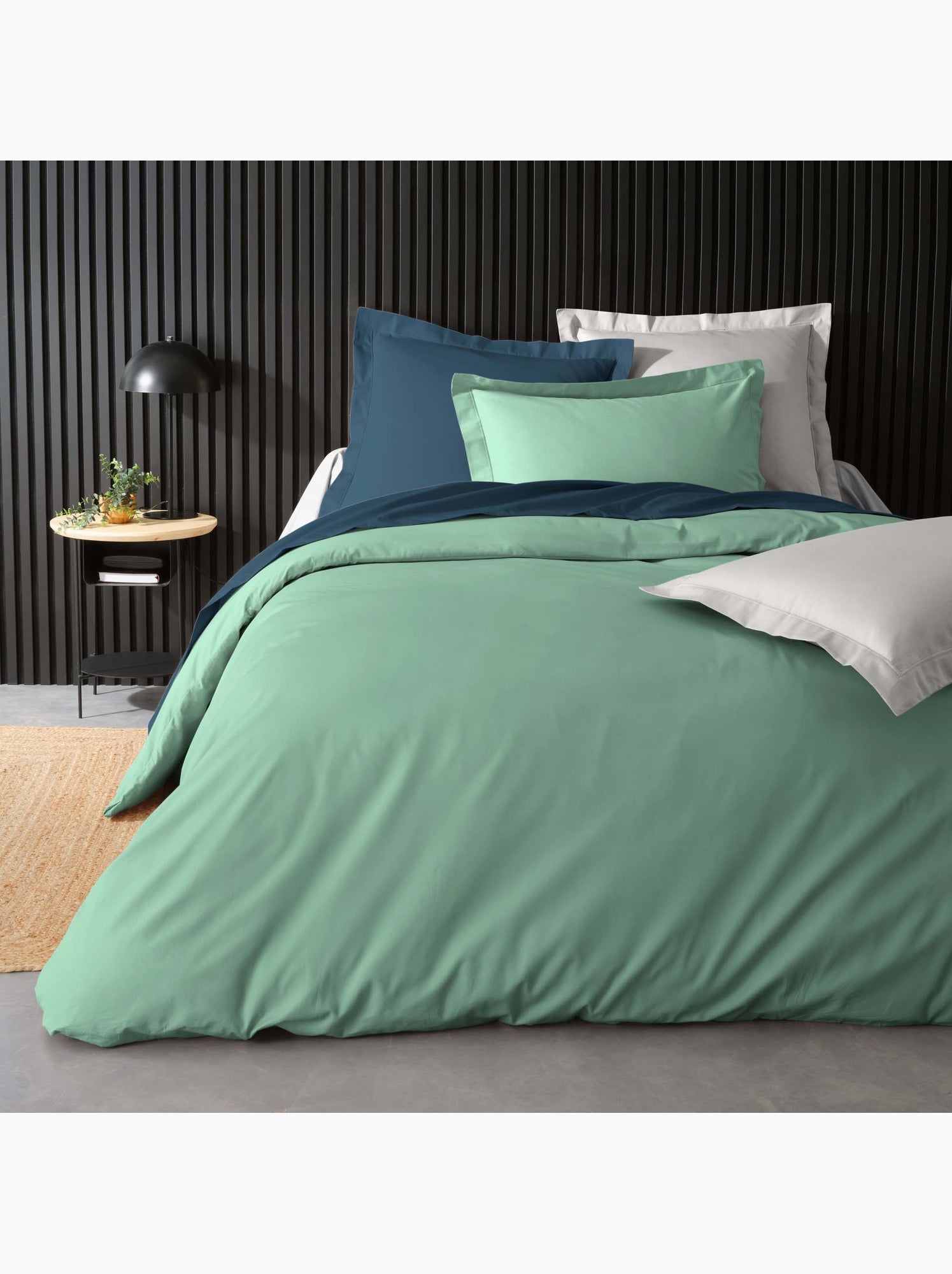 Housse de couette en percale de coton - douceur et élégance - Vert tilleul