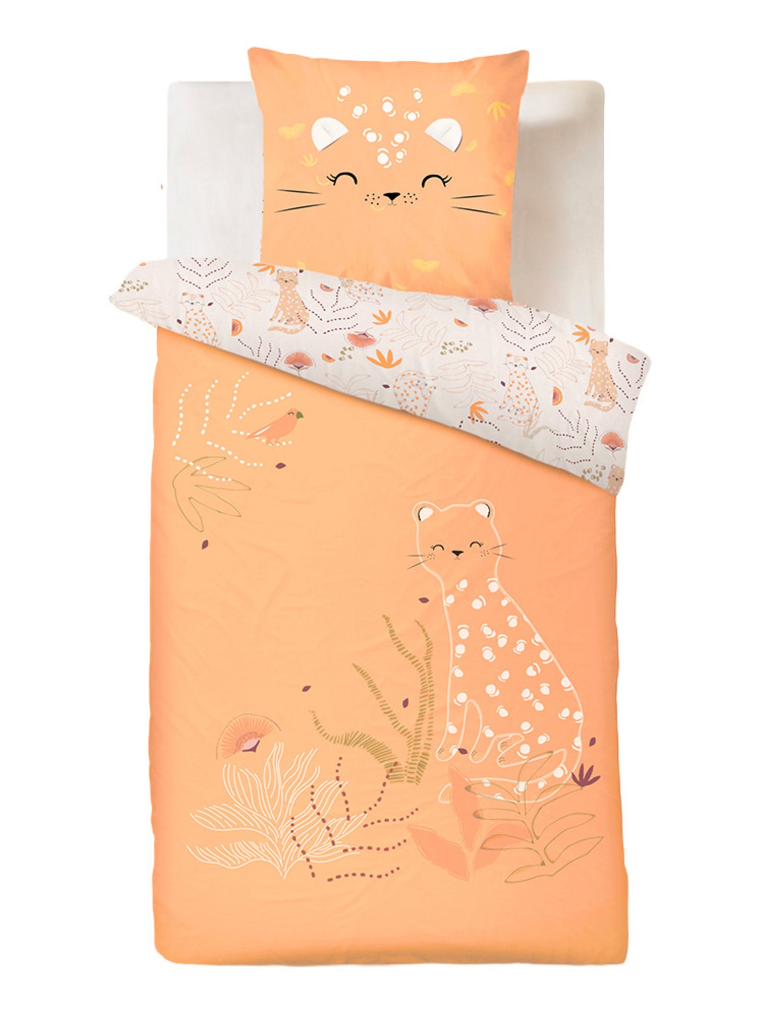 Housse de couette enfant + taie d'oreiller tchatcha - Peche