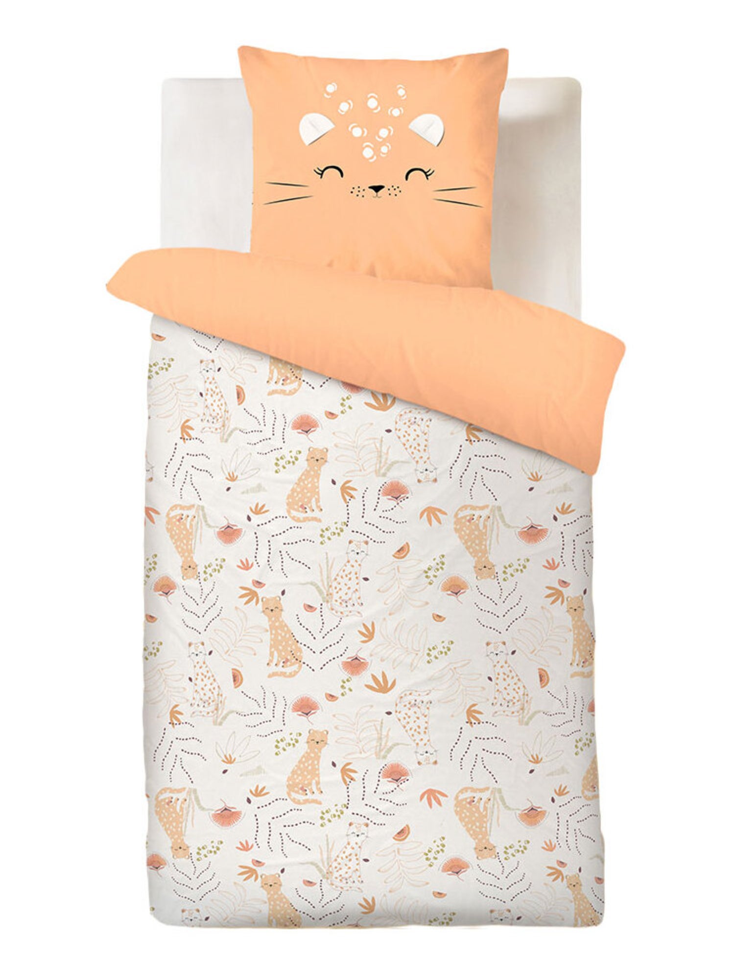 Housse de couette enfant + taie d'oreiller tchatcha - Peche