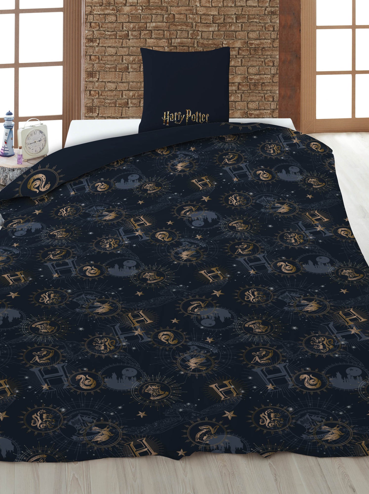 Housse de couette 'Harry potter' 140x200 cm avec oreillers - Bleu