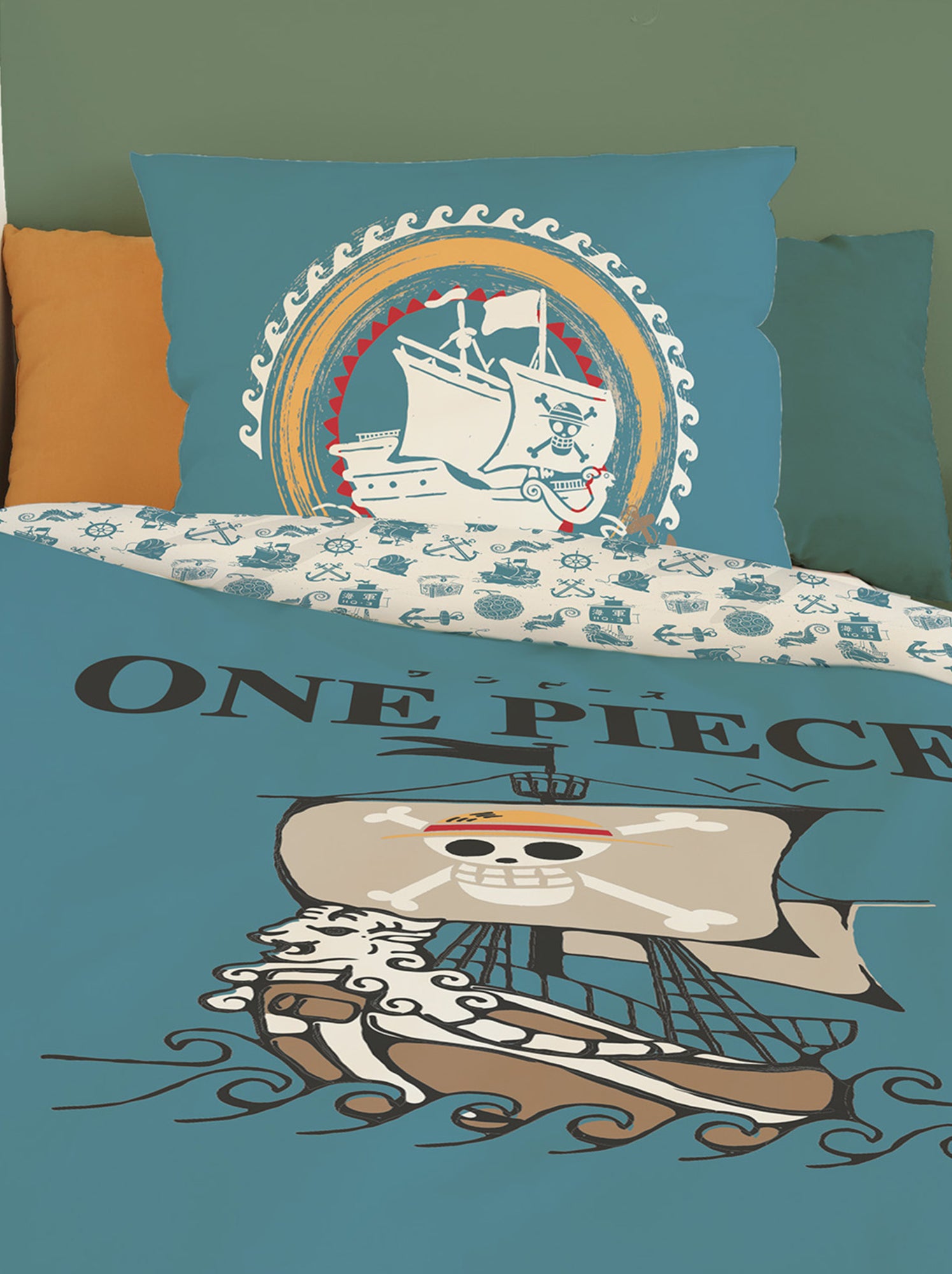 Housse de couette One Piece Vogue Merry 1 personne - 100% Coton - Bleu