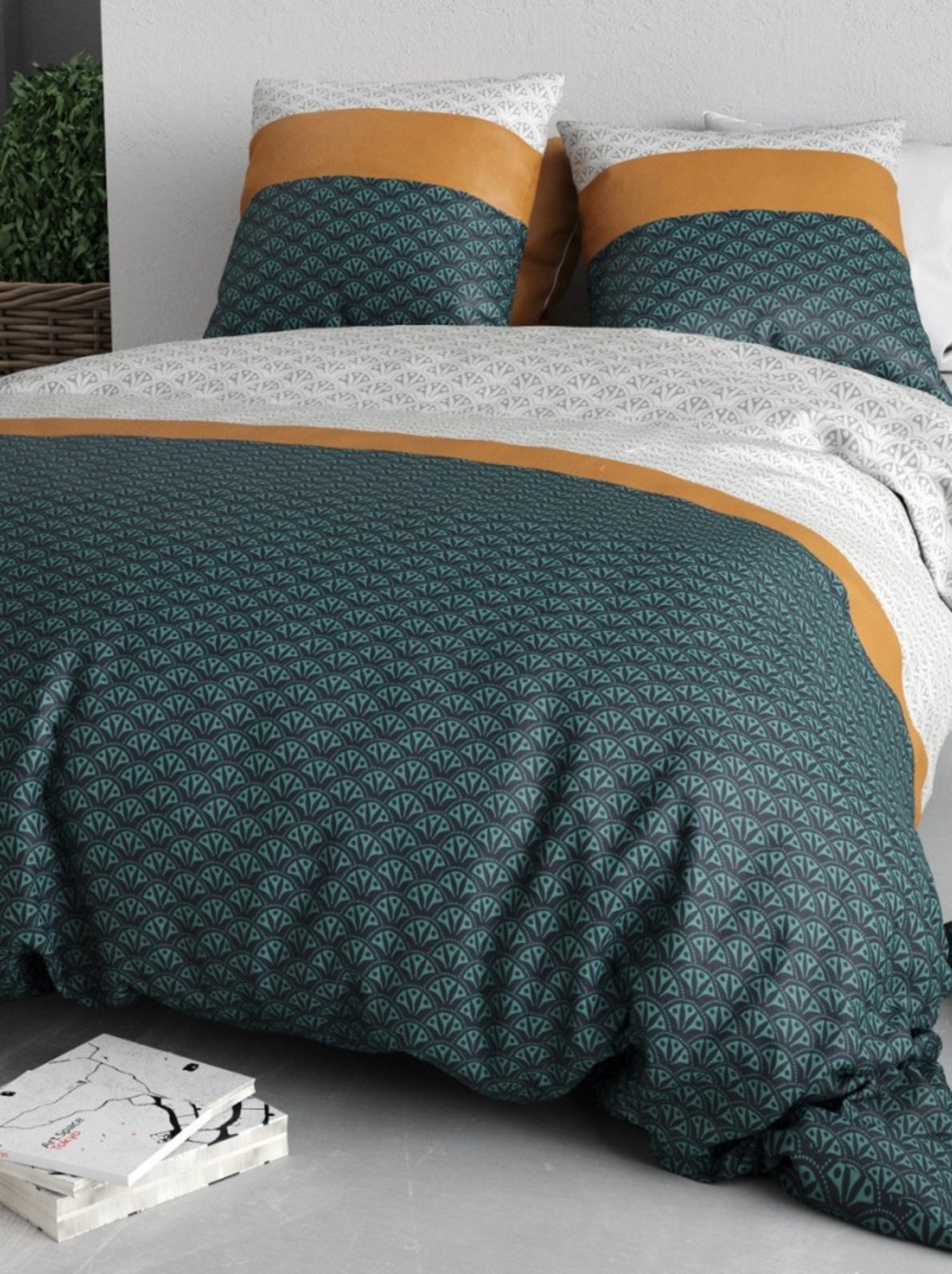 Housse de couette ORUS + 2 taies coton 57 fils - Vert