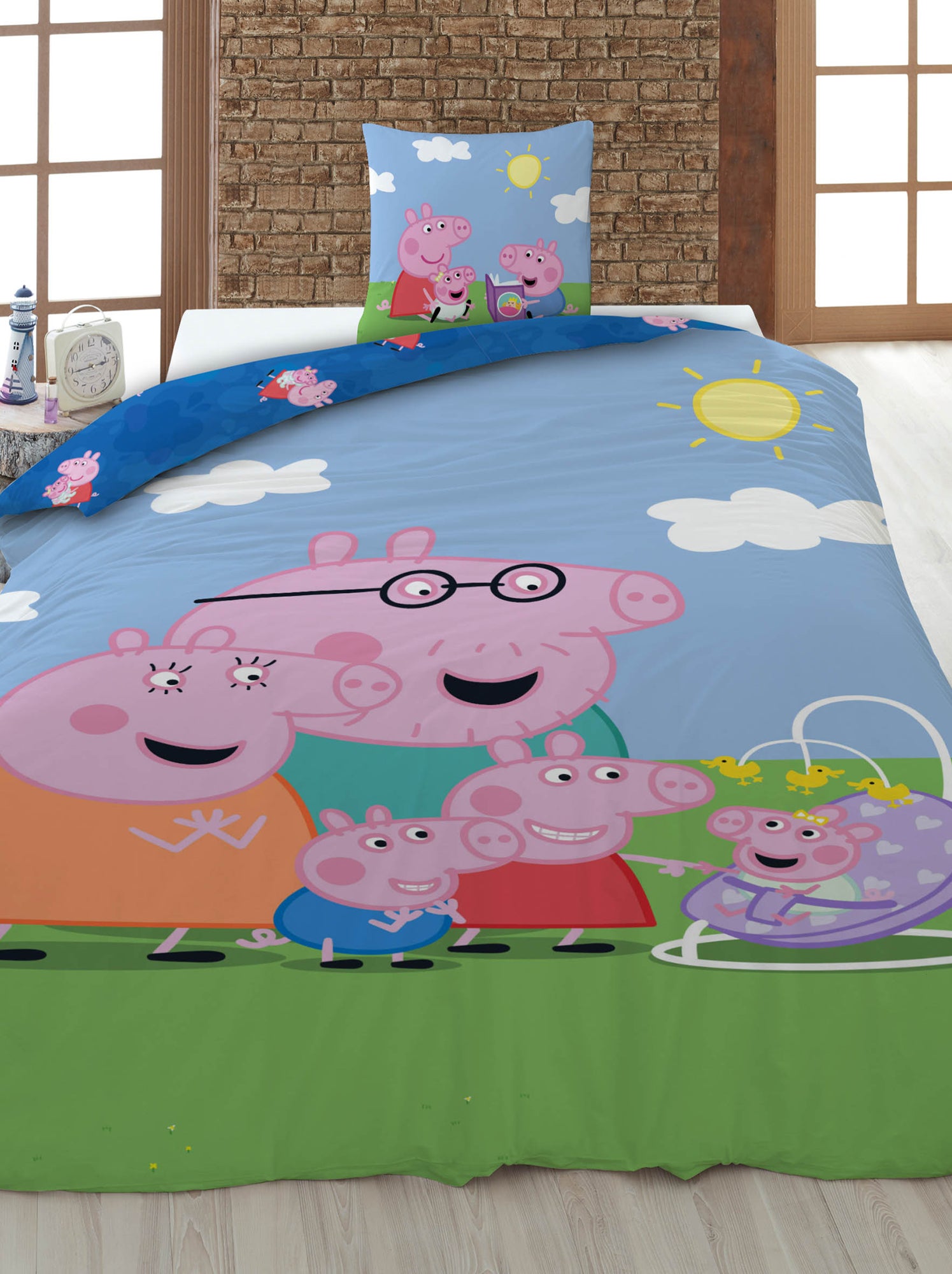 Housse de couette 'Peppa pig' avec oreiller 140x200cm - Blanc
