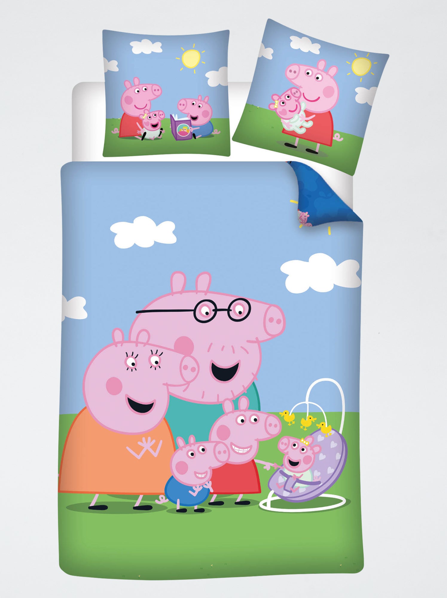 Housse de couette 'Peppa pig' avec oreiller 140x200cm - Blanc
