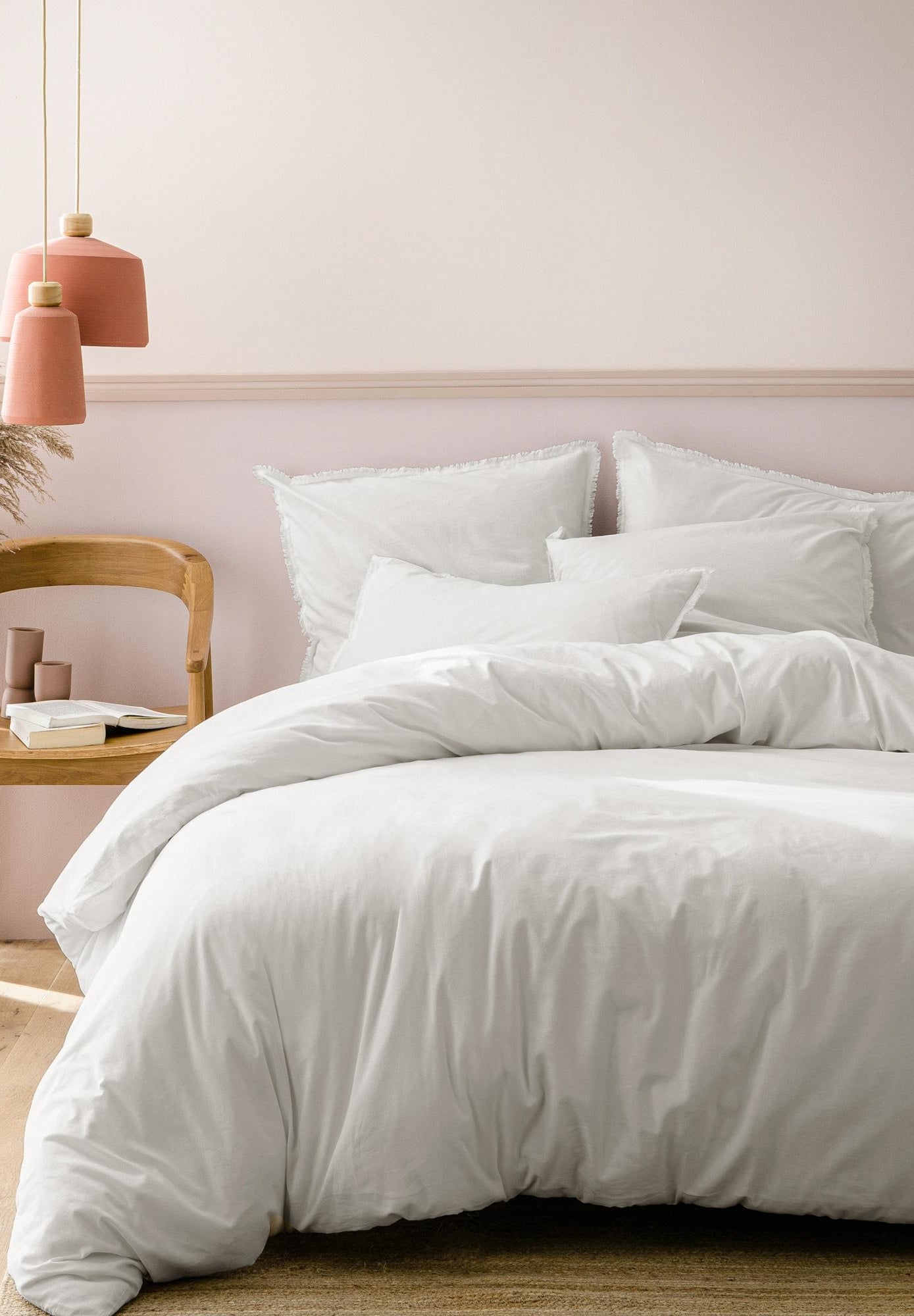 Housse de couette unie en coton, COTON LAVÉ - Blanc
