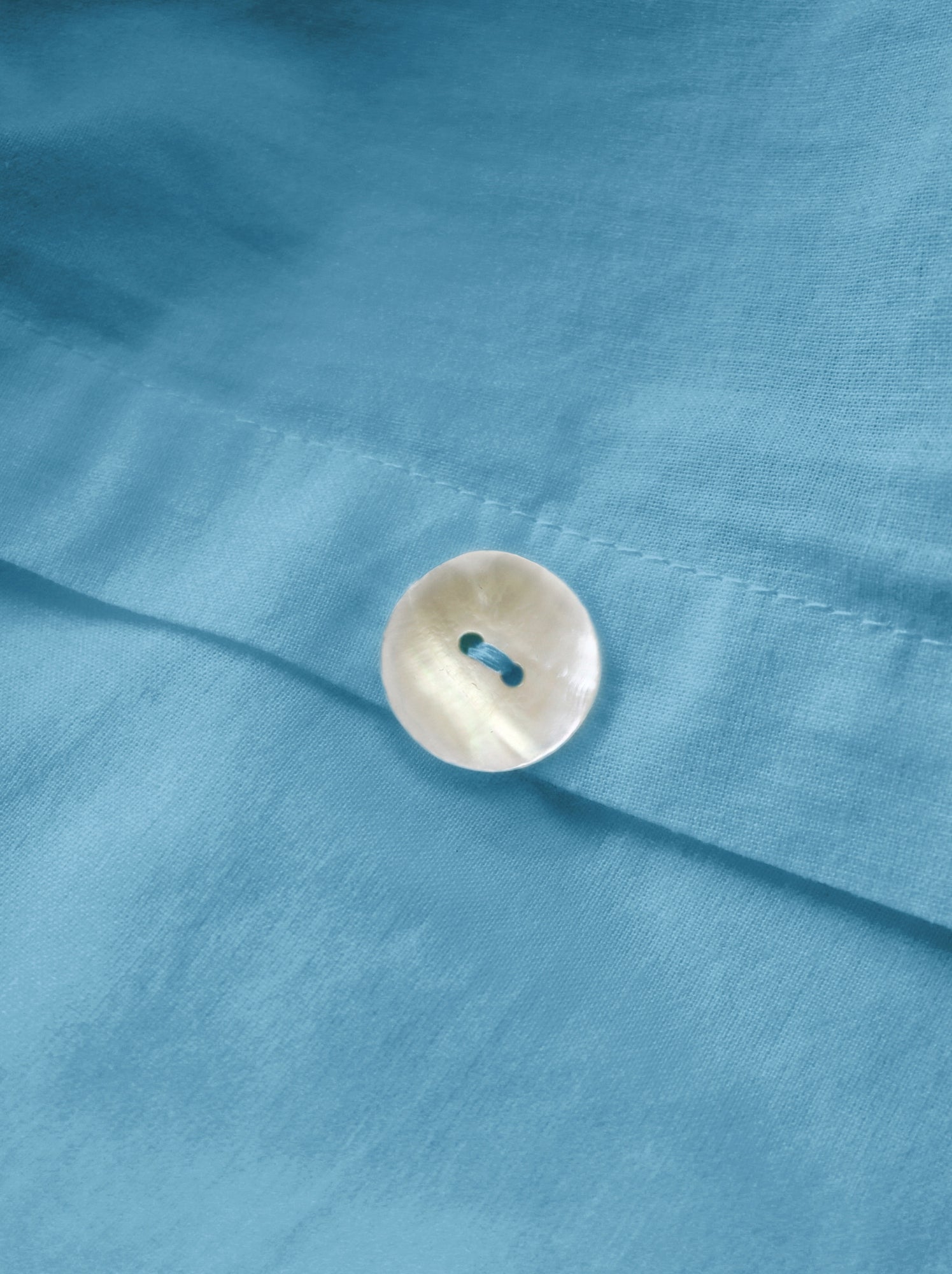 Housse de couette unie en coton, COTON LAVÉ - Bleu polaire