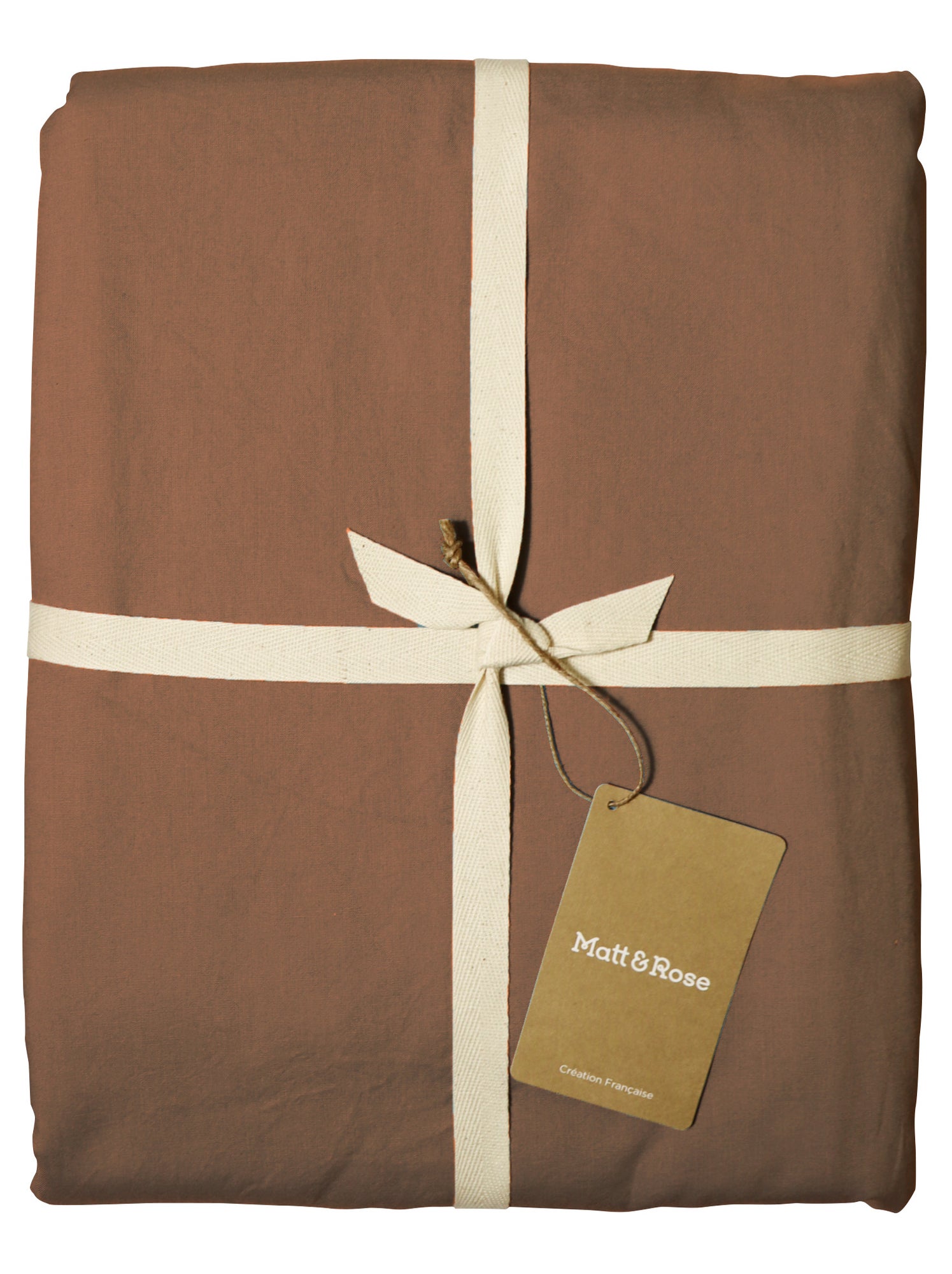 Housse de couette unie en coton, COTON LAVÉ - Marron chocolat